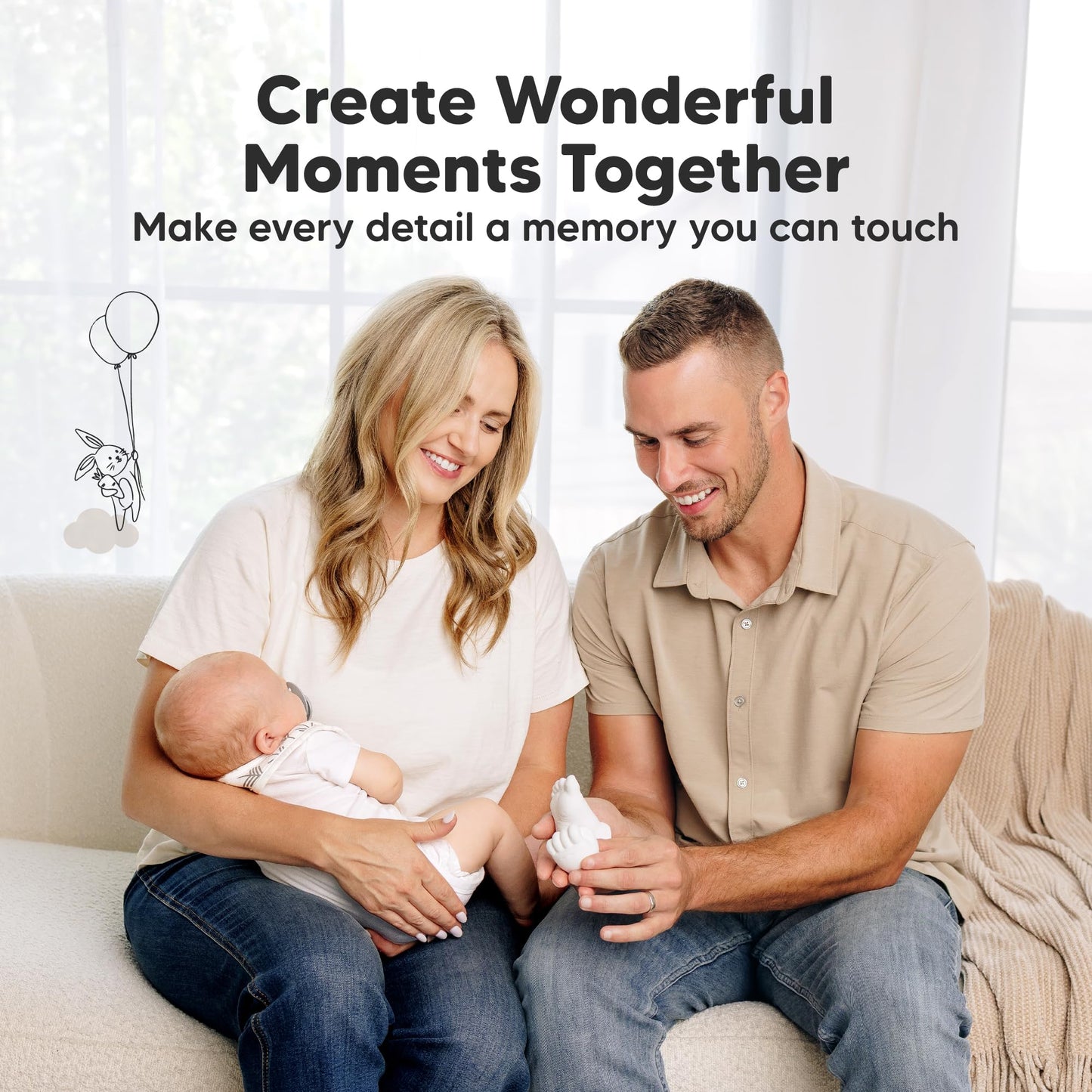 KeaBabies Baby Casting Kit Hands and Feet Mold - 3D Newborn Hand Casting Kit & Stylish Wood Base, Easy DIY Infant Foot Molds 0-9 Months, First Christmas & Baby Keepsake Shower Gifts (Round, Ash Wood)