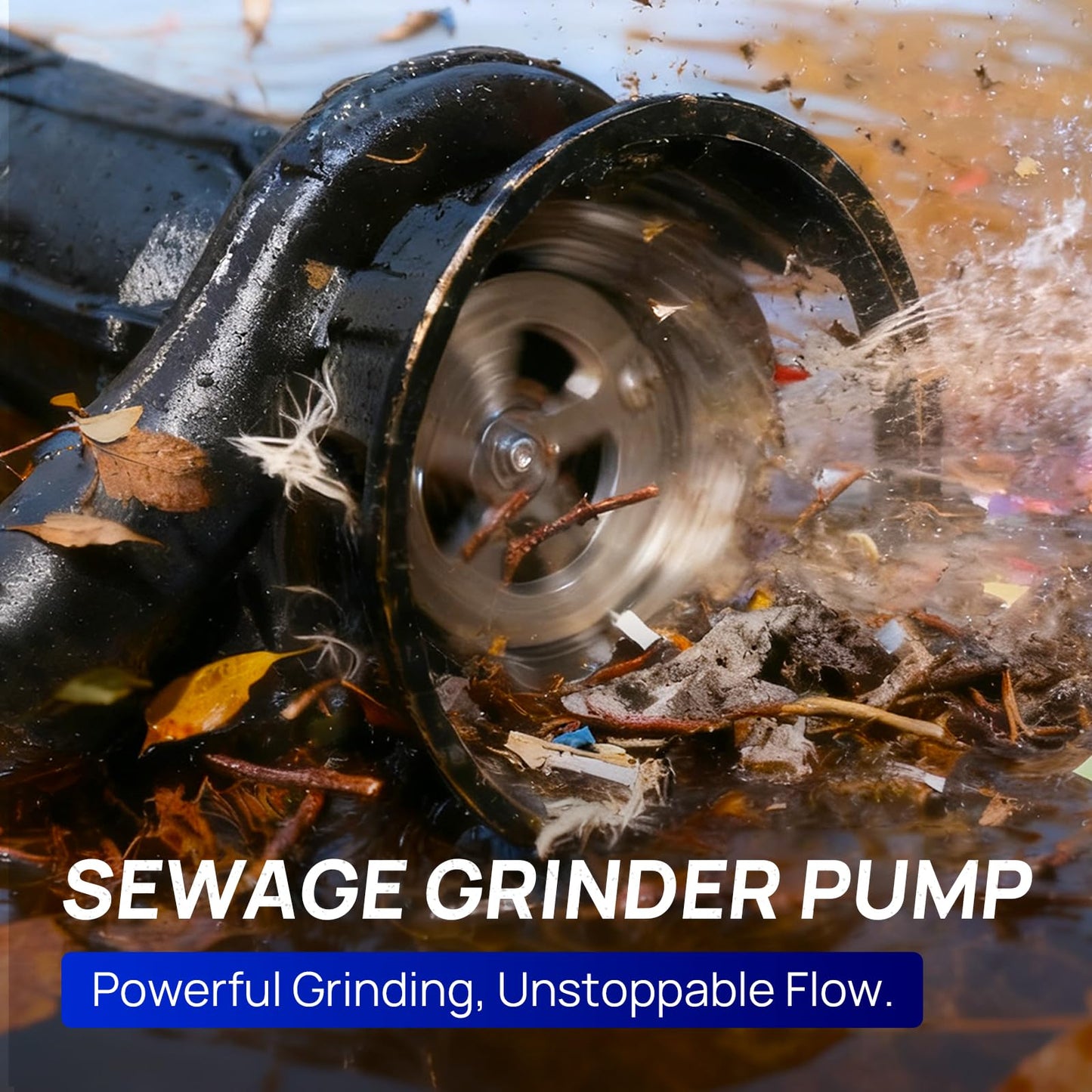 Aquastrong Sewage Grinder Pump, Cast Iron Effluent Pump, Auto Float Switch for Basement Sump Basin and Sewage Well