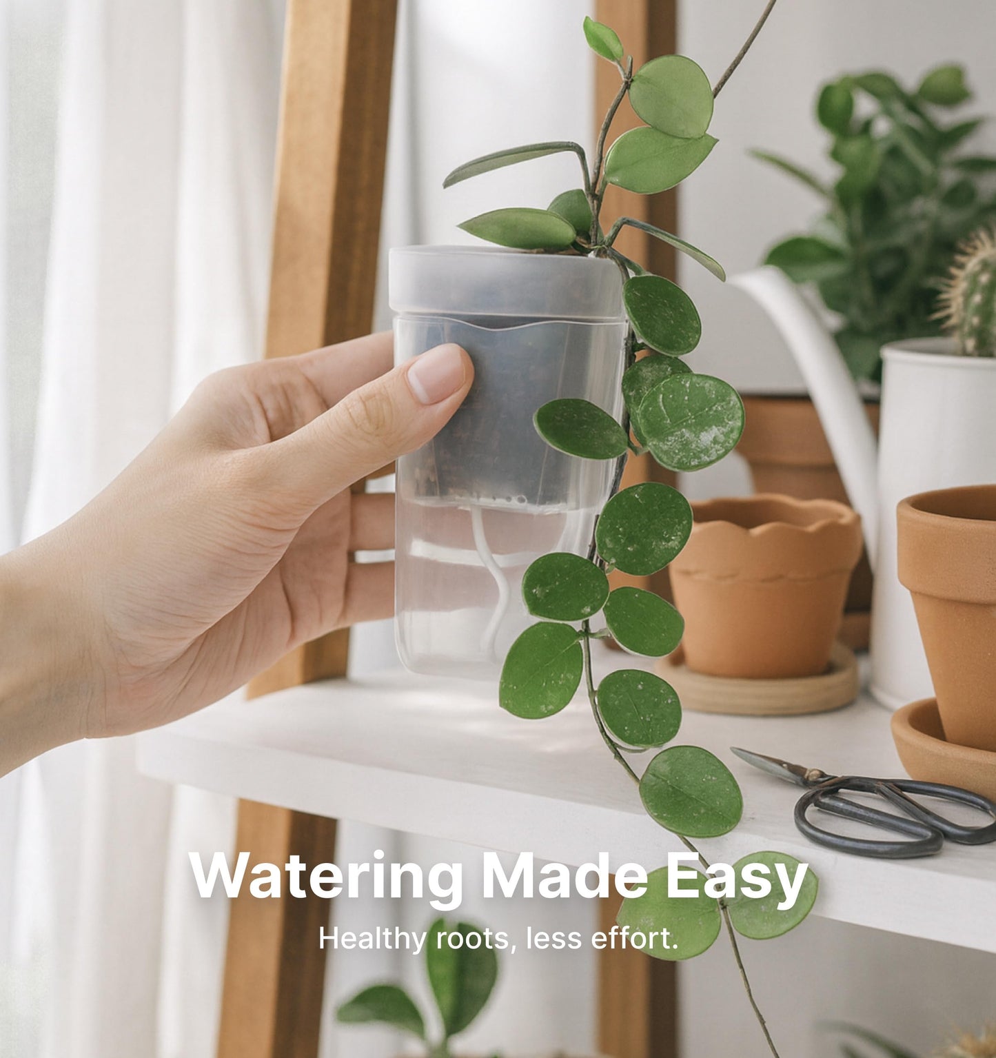 Vandorelle 12 Pack 2.5" Small Self Watering Pots for Indoor Plants, Mini Clear Plastic Planters, Semi-Hydro, Propagation, Cuttings, Seedlings, Hoya, African Violets, Alocasia, LECA, PON,12 Plant Label
