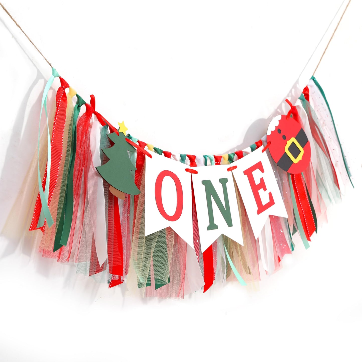 Christmas 1st Birthday High Chair Banner - My First Christmas Highchair Banner, Best Christmas Tree One Birthday Party Supplies, Santa Party Decorations for Baby, Holiday Cake Smash Photo Props