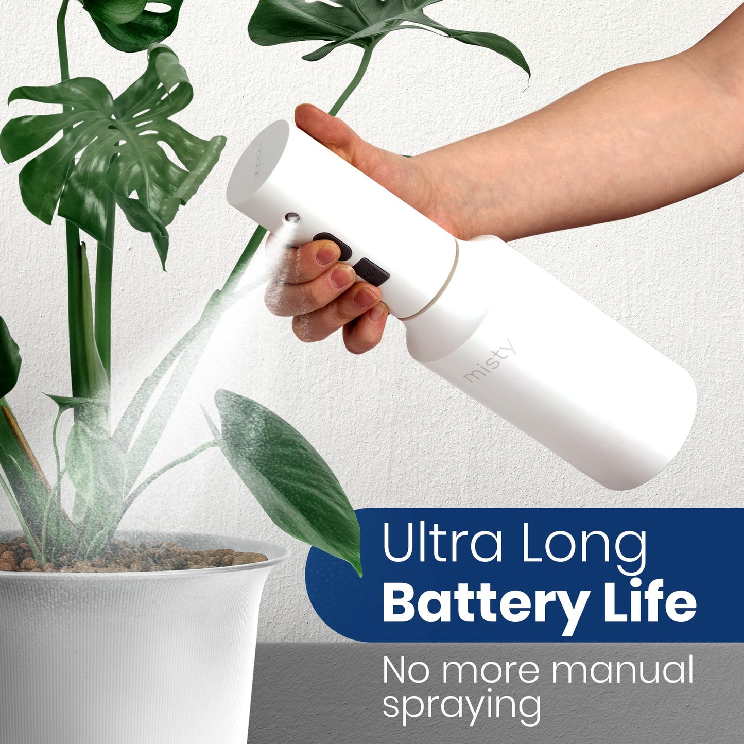 The Watering Vine Automatic Electric Spray Bottle Mister - Continuous Rechargeable Battery Sprayer for Misting Plants, Household Cleaning, Hairstyling (25 oz)