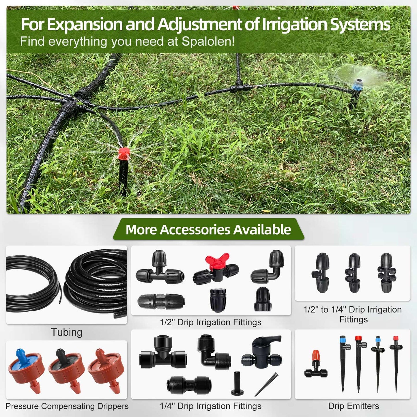 100FT 1/4 Inch Drip Irrigation Tubing with 10 Pack Push-to-Connect 1/4" Tee Connectors, Distribution Drip Line Hose & Universal Tee Fitting, for Drip Irrigation Parts or Drip System and Misting System