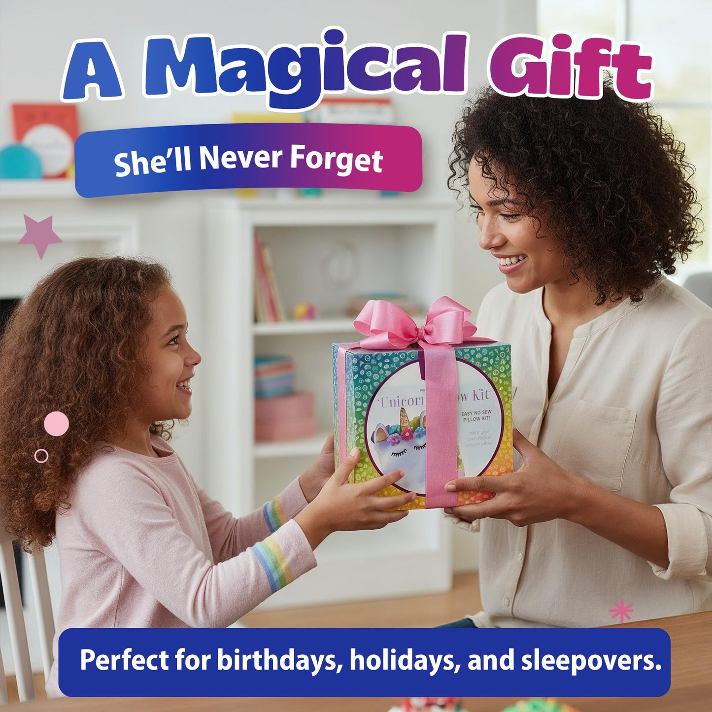 Unicorn Pillow Kit - No Sew Unicorn Craft Kit - Gifts for Girls, Arts and Crafts for Kids Ages 4-8 - Unicorn Toys for 6 Year Old Girl Gifts, Birthday, Easter, Toddlers, Teens