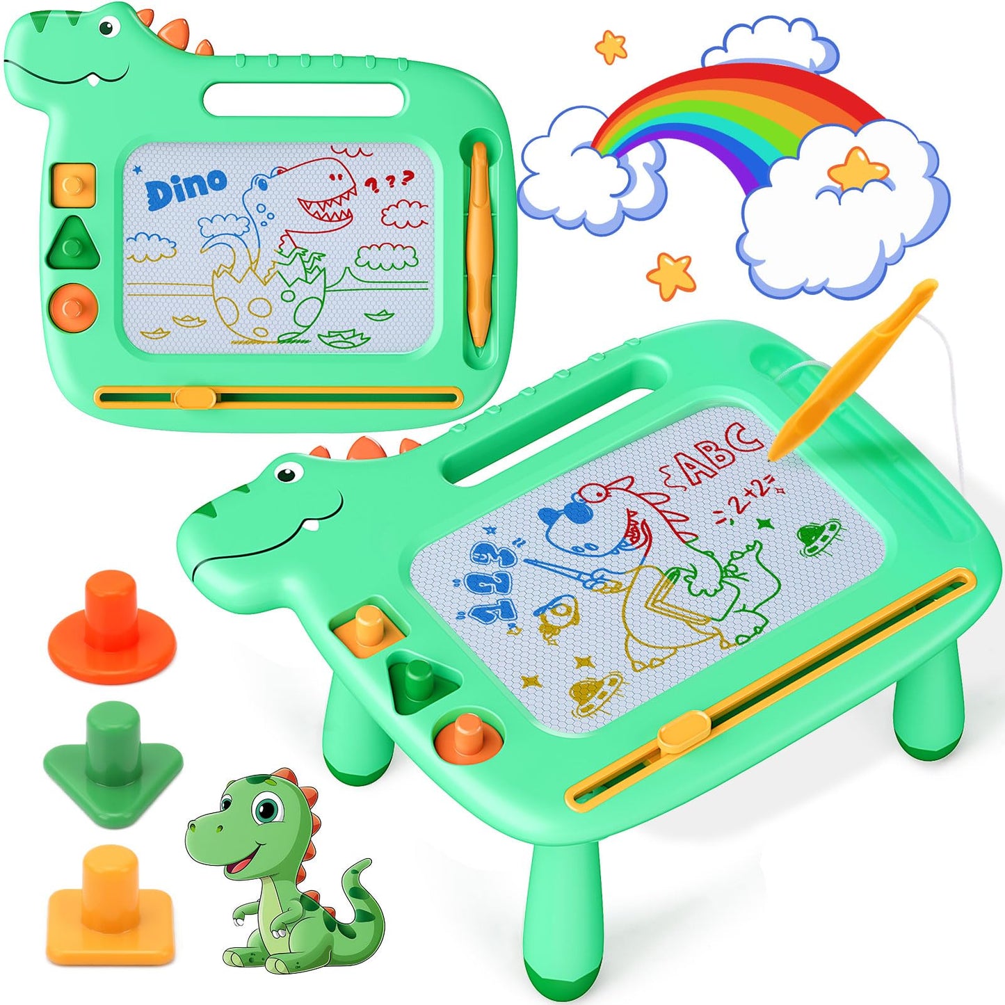 Toddler Toys 2-3, Dinosaur Magnetic Drawing Board Toys for 1 2 3 Year Old Boy Girls,Colorful Magna Sturdy Doodle Board Kids Toy, Etch Sketch Educational Toy for Toddlers 1-3 Christmas Birthday Gifts