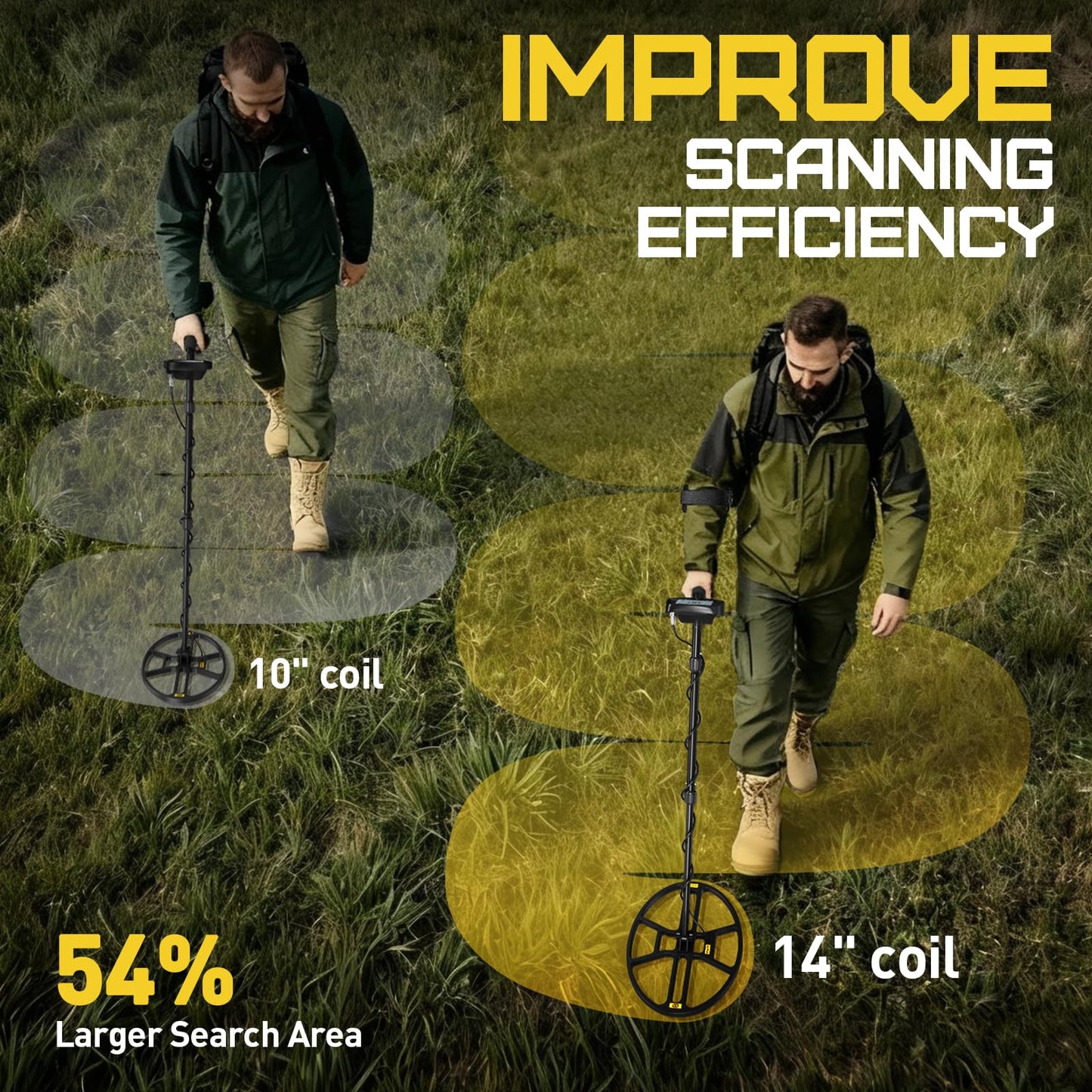 14" Metal Detector for Adults, Double-D Metal Detectors with Higher Sensitivity, Waterproof Metal Detectors with Large IP68 Search Coil, Professional DISC & Pinpointer Metal Detector Mode