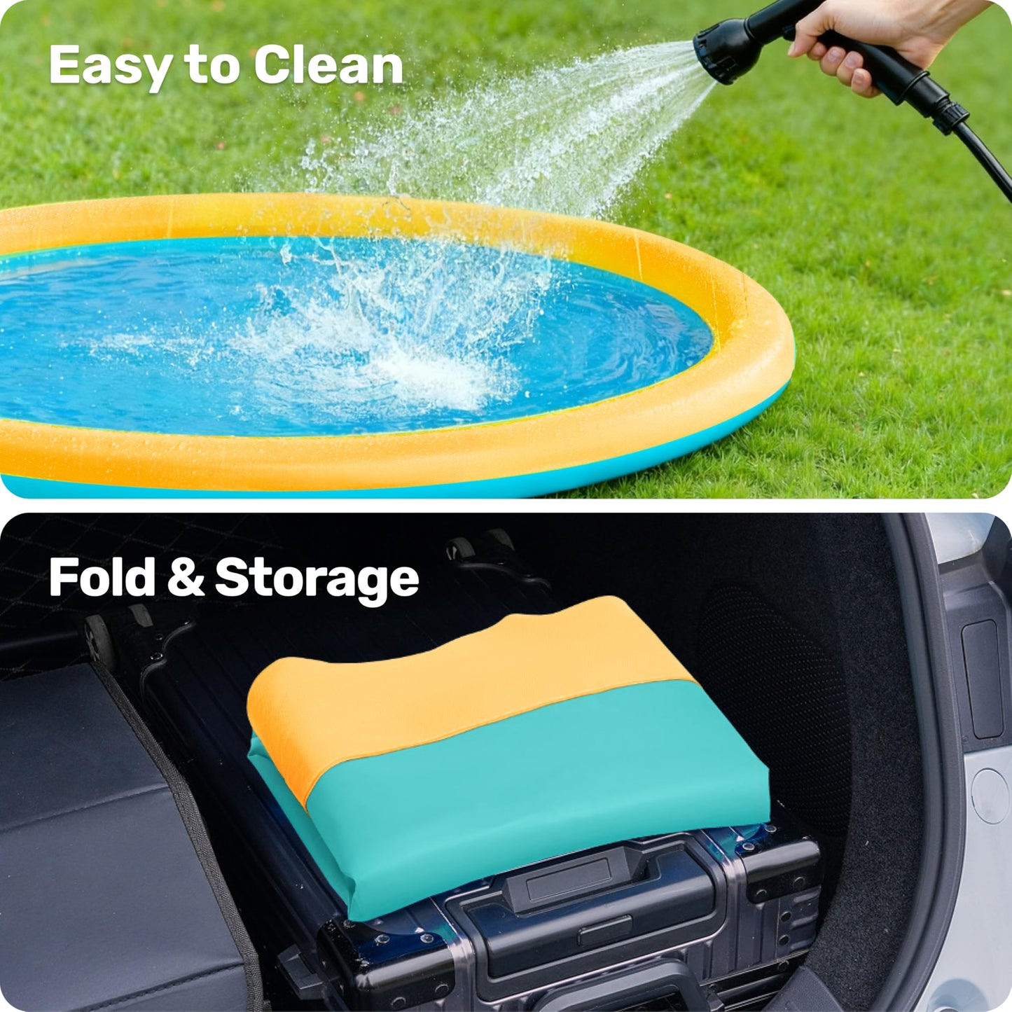 SLOOSH 60" Non-Slip Splash Pad Sprinkler - Outdoor Water Play Toys Backyard Fountain Mat for Toddlers Kids Dogs, Thickened Sprinkler Outside Pool Party Durable for Girls Boys Pets (60in, Orange&Blue)