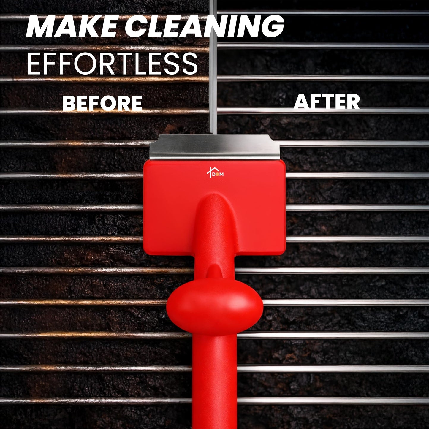 Grill Brush Bristle Free with 3 Replacement Brush Heads, Easy-Fit Cleaning Tool for Cast Iron/Stainless Steel Grates, Safe Barbecue Grill Cleaner