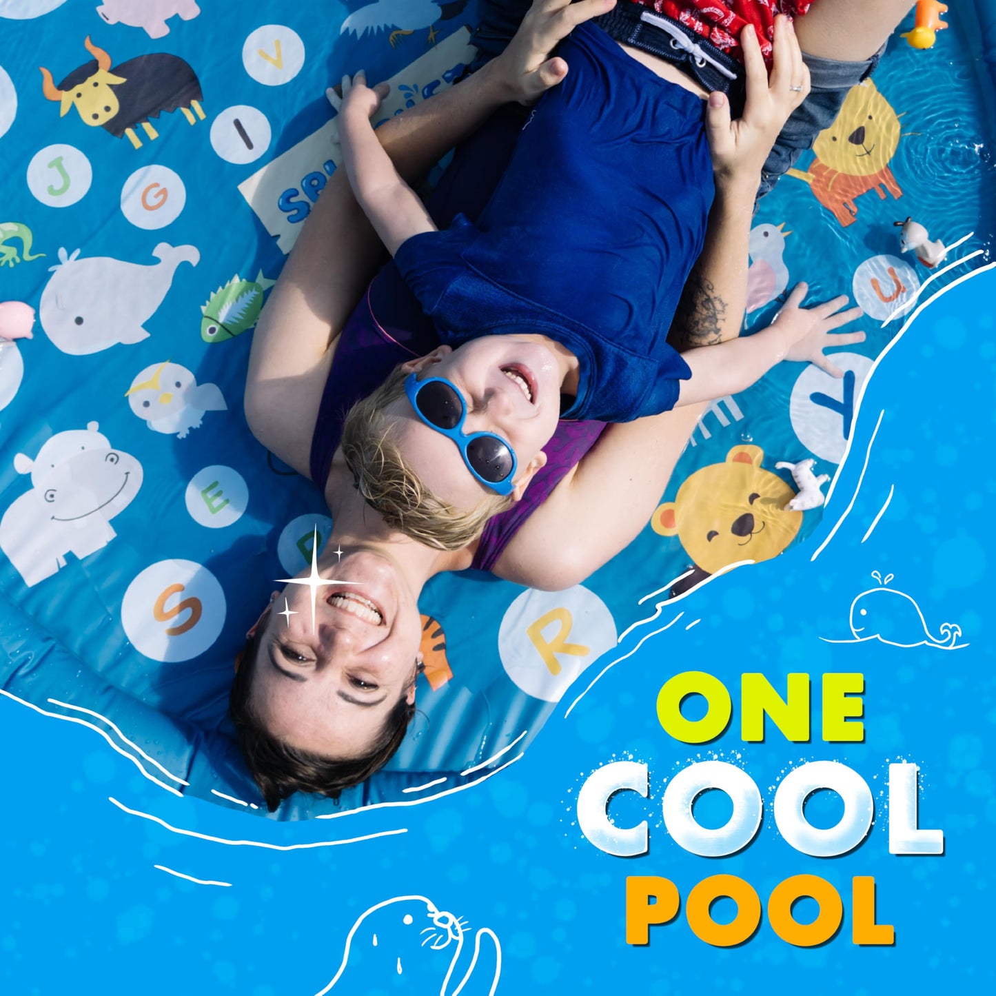 SplashEZ 3-in-1 Splash Pad, Sprinkler for Kids & Baby Pool for Learning – Toddler Sprinkler Pool, 60’’ Outside Water Toys – “from A to Z” Outdoor Play Mat for Babies & Toddlers