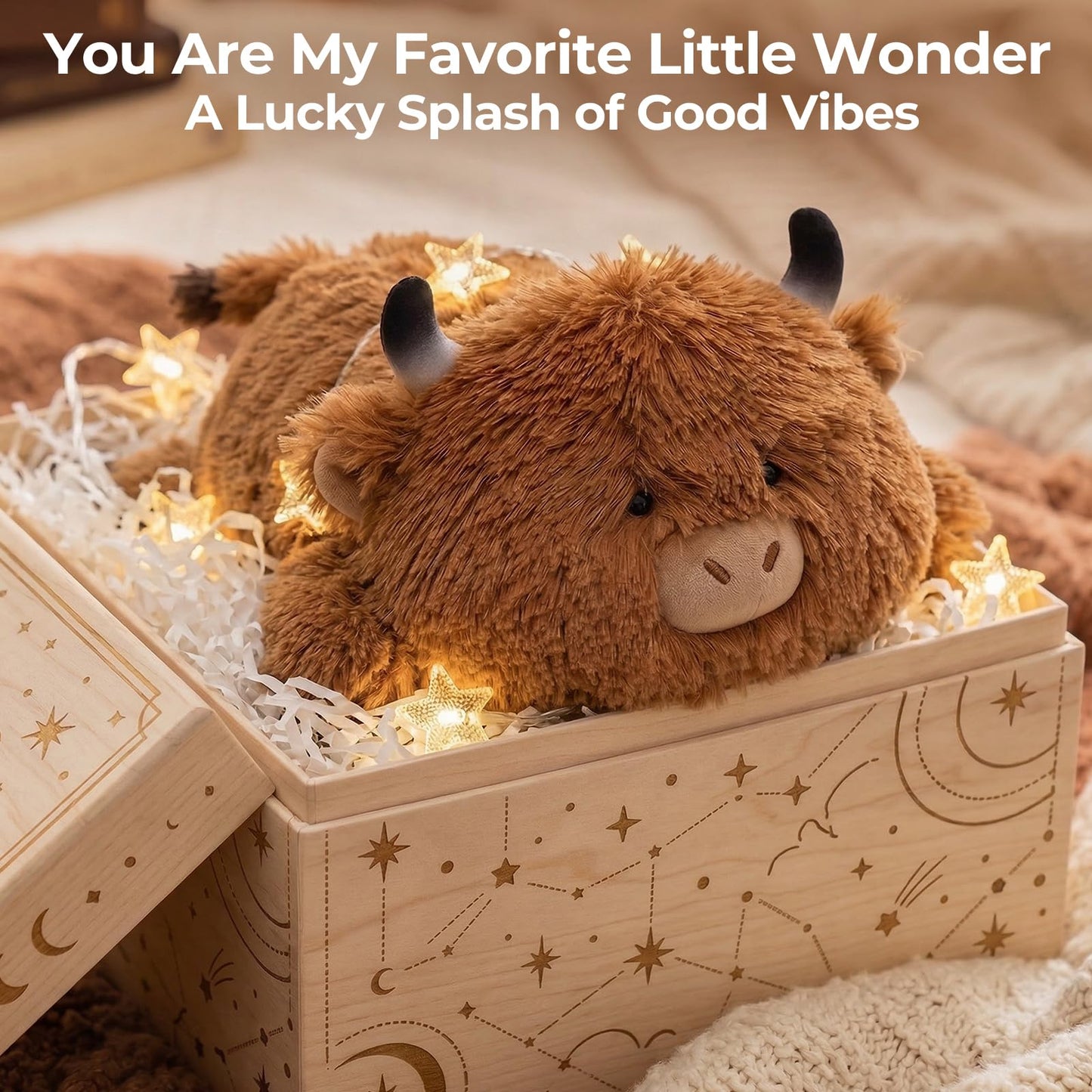 Mewaii Cute Highland Cow Plush Pillow, Kawaii Plushies Highland Cow Stuffed Animals, Squishy Plushies, Cuddle Plush Pillow for Kids & Girls (13 Inch)