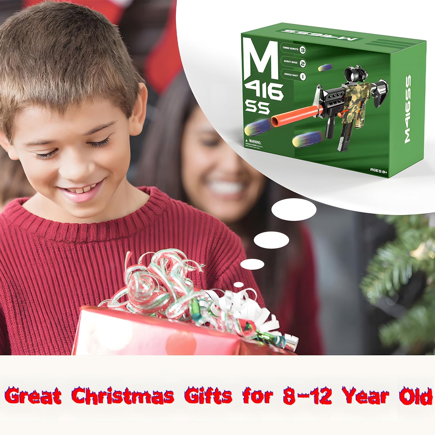 Toy Gun Automatic Sniper Rifle -3 Modes Toy Foam Blasters with Tactical Vest, Bipod, 2 Clips and 150 Darts, Electric Toys for Adults Boys Age 8-12 Gifts for Birthday Xmas