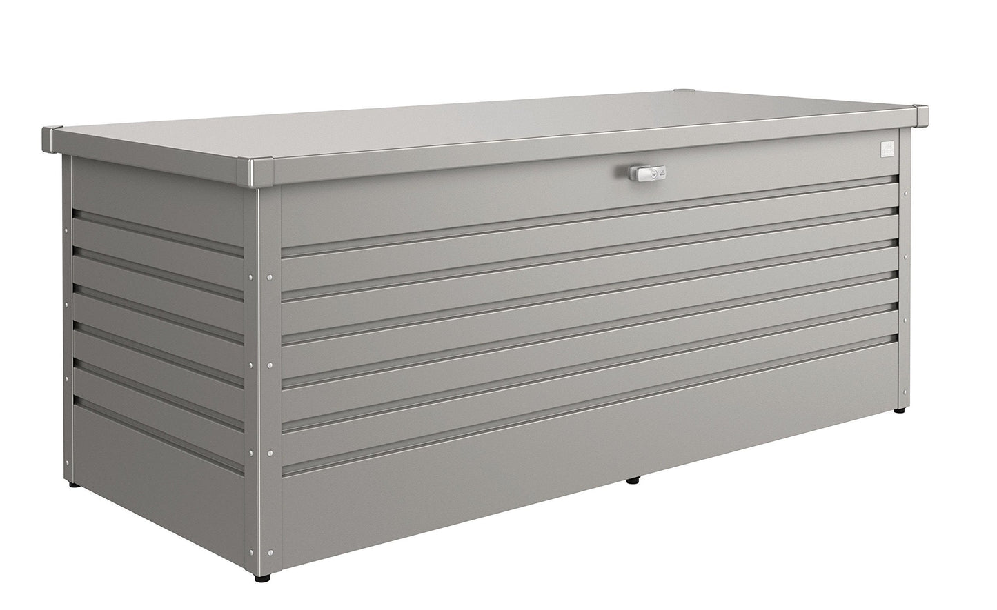 Biohort LeisureTime Steel Silver Deck Box - 210 Gallon Steel Outdoor Storage Box, Locking & Waterproof Large Metal Tool Box, Cushion, Furniture, & Package Chest, Size: 71"x31"x28"