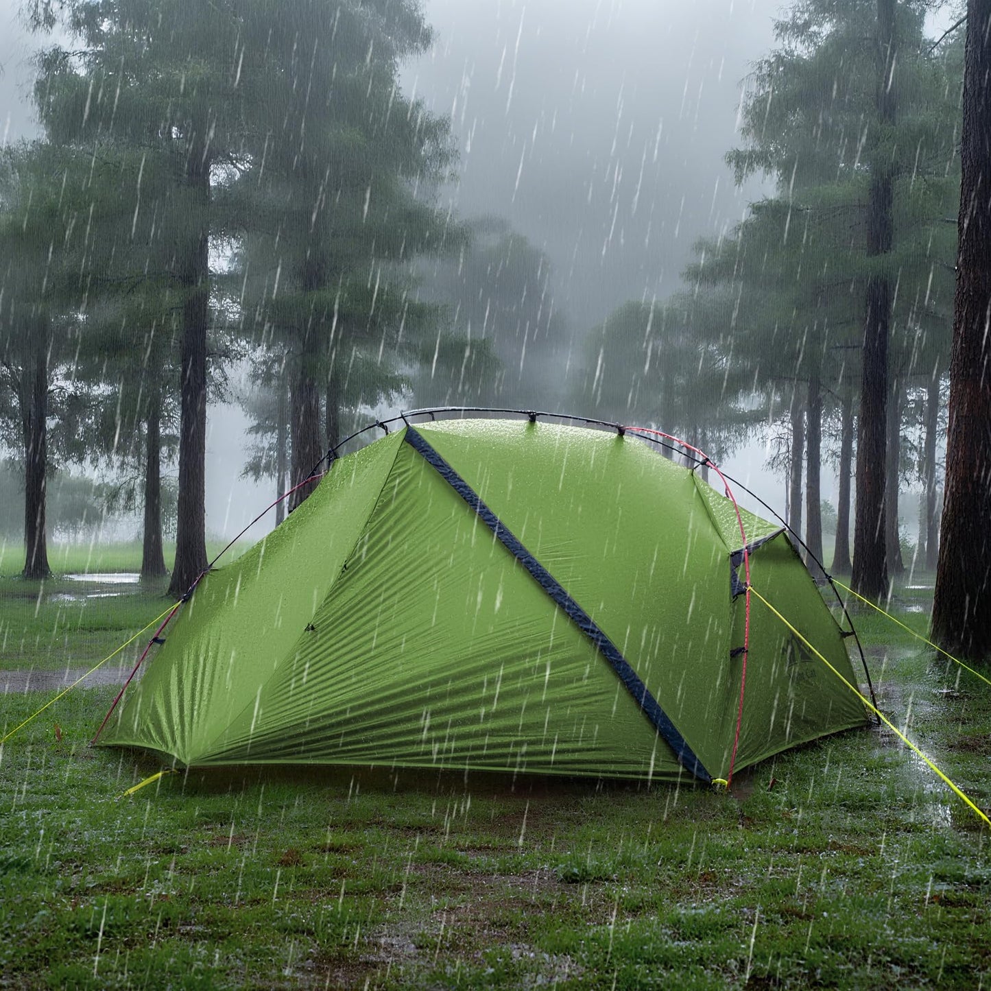 Night Cat Ultralight Backpacking Tent: Waterproof Lightweight Single People Camping Tent for Outdoor Hiking Trekking with Double Layers Aluminum Poles and Footprint 1 Person Green
