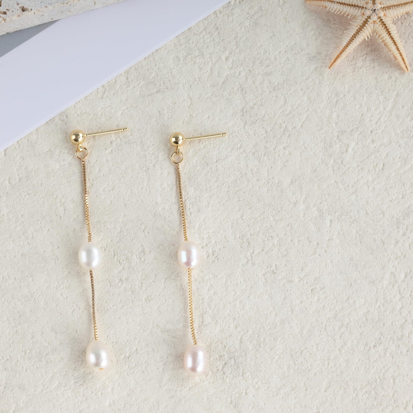 SELFROSE Gold Earrings for Women,Dainty Pearl Earrings 14k Gold Plated Wedding Dangle Earring for Women Trendy