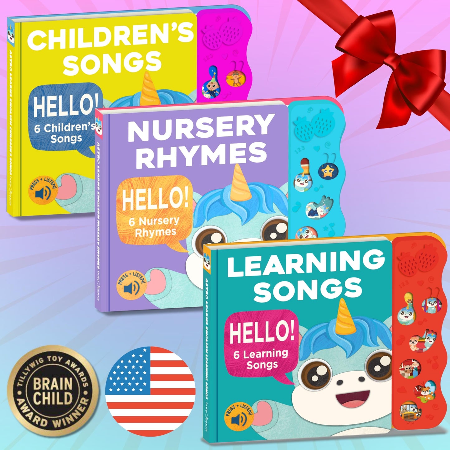 Tin Tin Learns Tagalog Vol. 1 — Interactive Sound Board Book for Toddlers 1-3, Bilingual English & Filipino Songs & Nursery Rhymes, Talking Musical Book, Musical Toy Gift for Babies & Kids