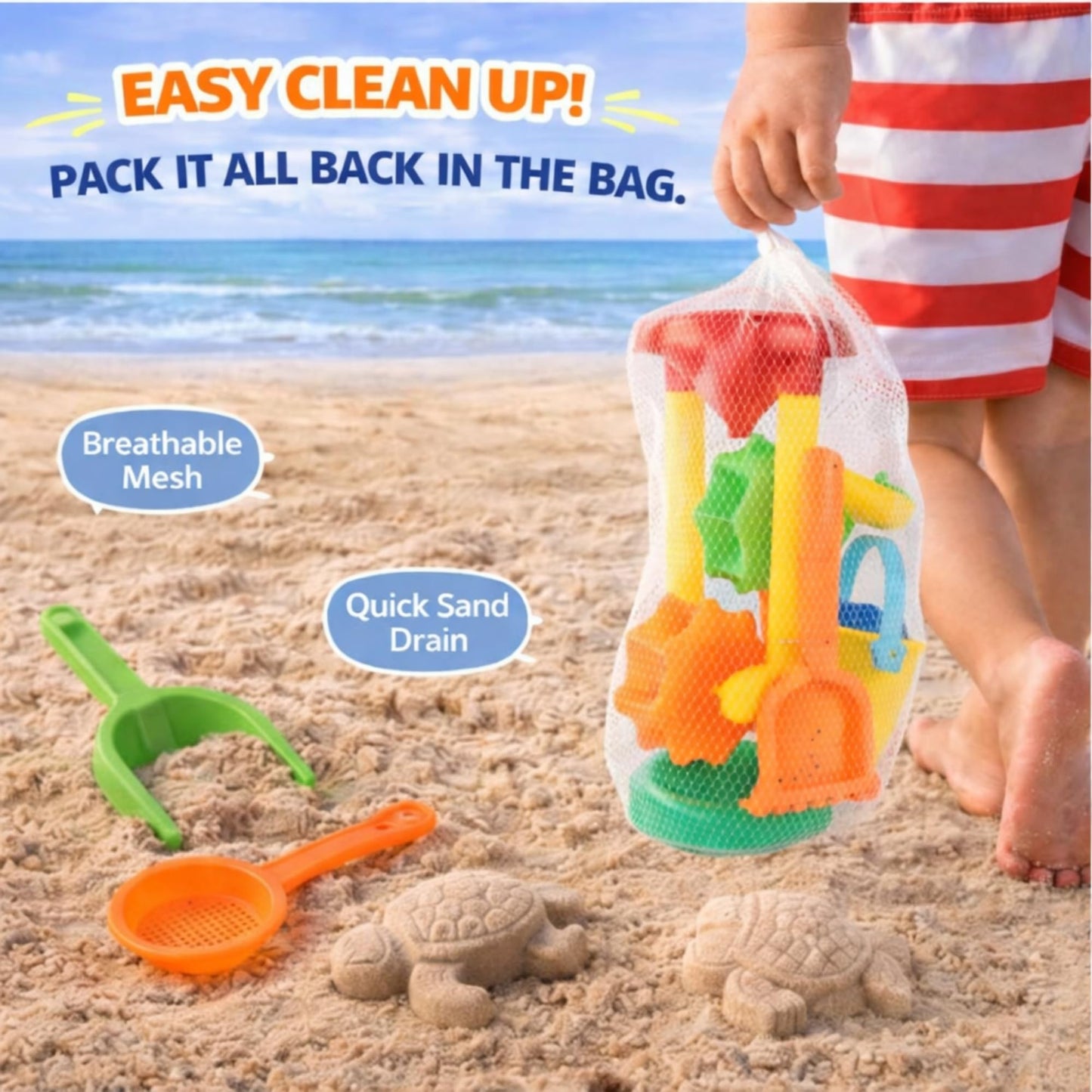 Liberty Imports Double Sand & Water Wheel Tower Beach Toy Set w/Built-in Funnel, Sieve, Bucket, Shovel, Rake, Animal Molds for Kids, Toddlers Play