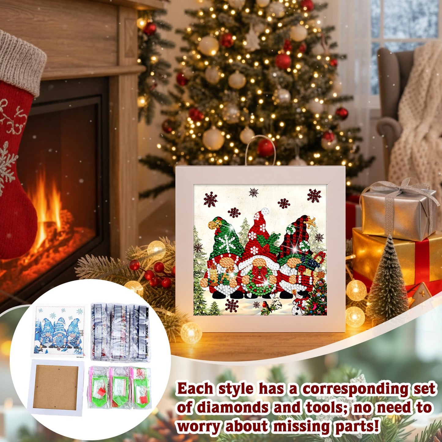 Trandraft 13 Pcs Gnome Seasonal Diamond Art Kits for Adults 250th Anniversary Favor Interchangeable 5d Small Diamond Art Kits Framed Gem Painting for Holiday Table Decor DIY Craft 4th of July Gift