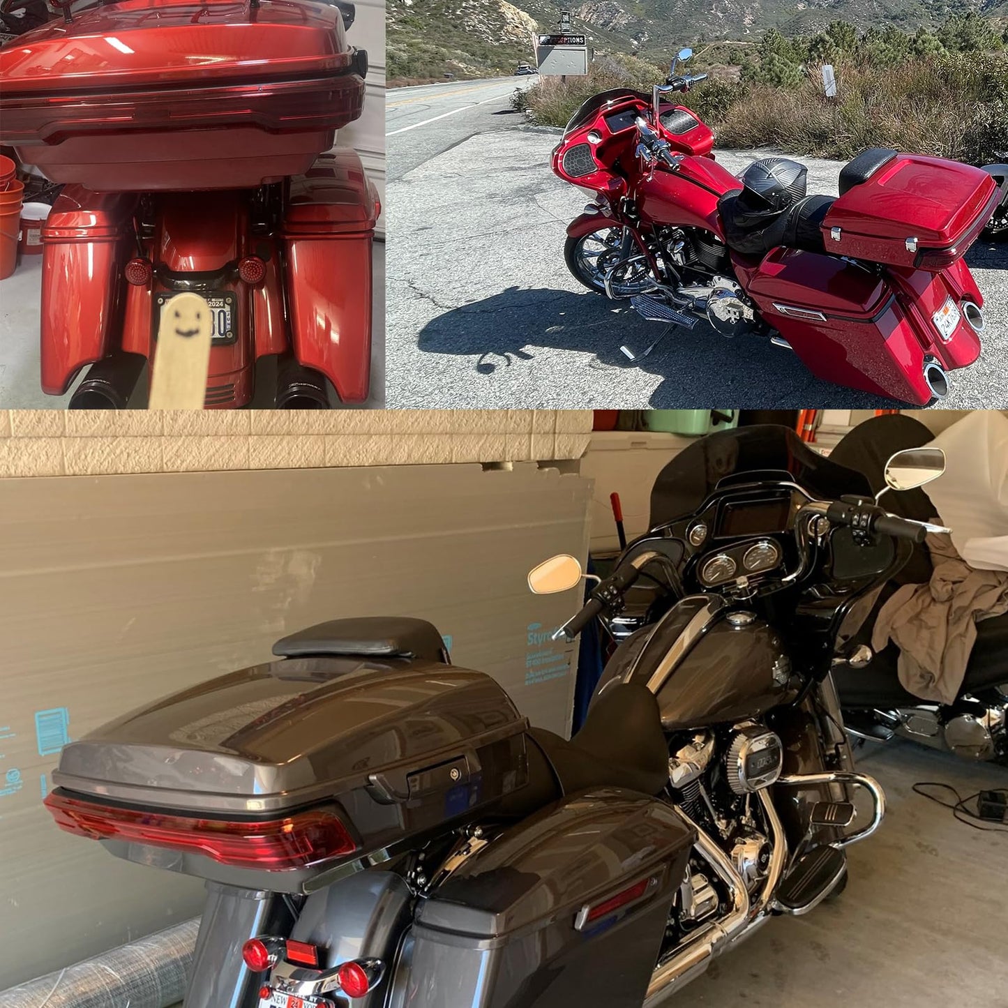 Advanblack LED Brake/Turn/Running Lamp Wrap-around Tour Trunk Pack Light Bar Fit for 2014+ 2023 2024 2025 2026 Harley King Tour Trunk Luggage Chopped Touring Pack (Red Lens)