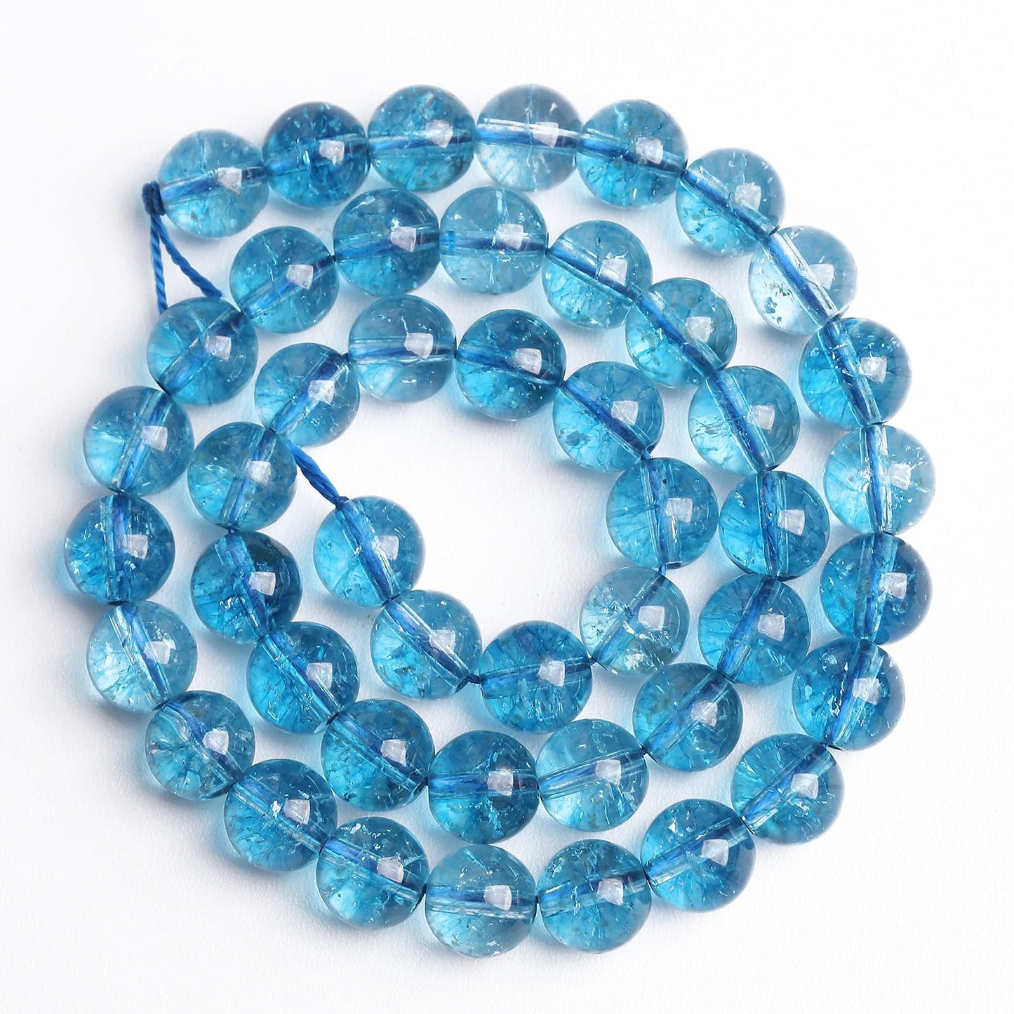 Natural Lake Blue Snow Crystal Stone Beads for Jewelry Making DIY Bracelet Necklace Jewelry Making 1 Strand 15.5inch 35PCS 10MM