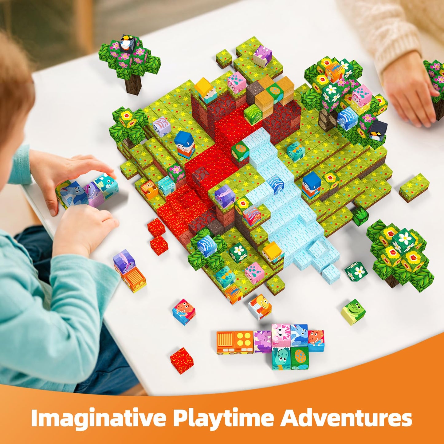 GobiDex 126PCS Magnetic Blocks Playset, Build Dinosaur MagWonder with Building Pretend Play Toys, STEM Montessori Travel Gift for Kids