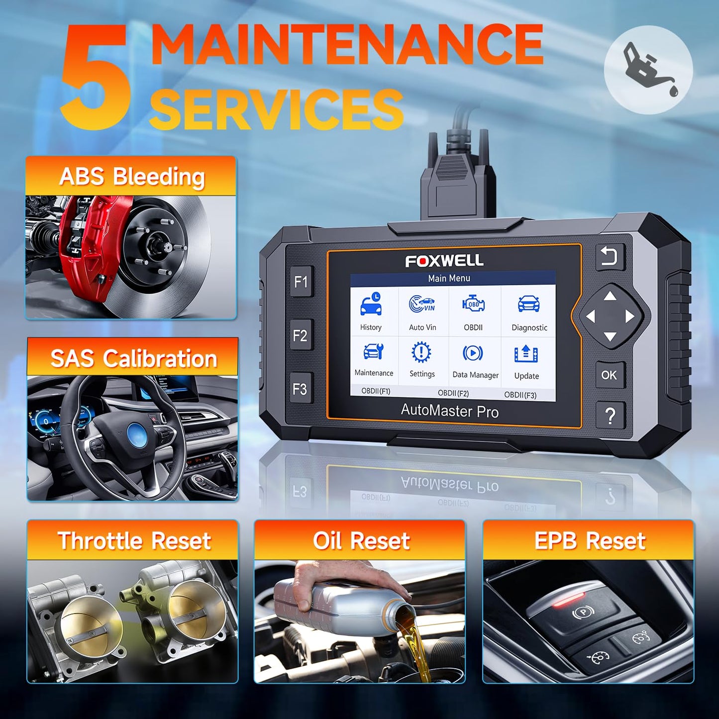 2026 FOXWELL NT614 Elite OBD2 Scanner with 5 Resets ABS Bleeding, SAS Calibration, Oil, EPB, Throttle, Upgrade of NT604 Code Reader Scan Tools, ABS SRS Engine Transmission Battery Test Car Scanner