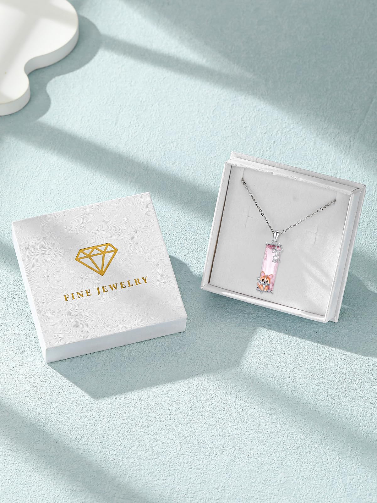 AENEAS Corgi Necklace for Women 925 Sterling Silver Pink Crystal Pendant Cute Puppy Paw Jewelry Gifts for Her Wife