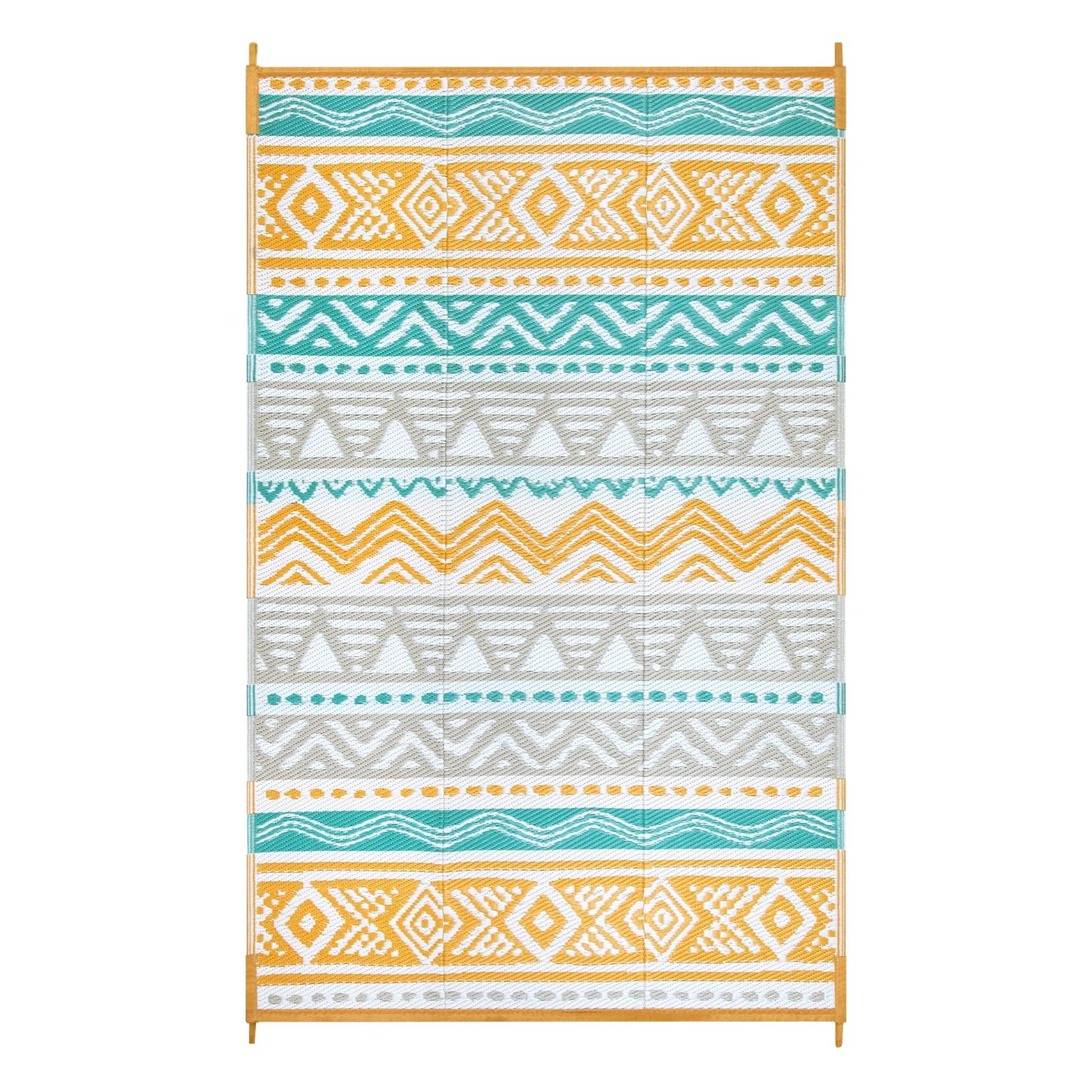 Lahome Outdoor Rug Waterproof, 5x8ft Reversible Outdoor Plastic Straw Rug for Camping Patio, RV Outdoor Rugs Outside, Outdoor Carpet for Porch Deck Backyard Balcony Picnic(Blue/Yellow,5'x 8')