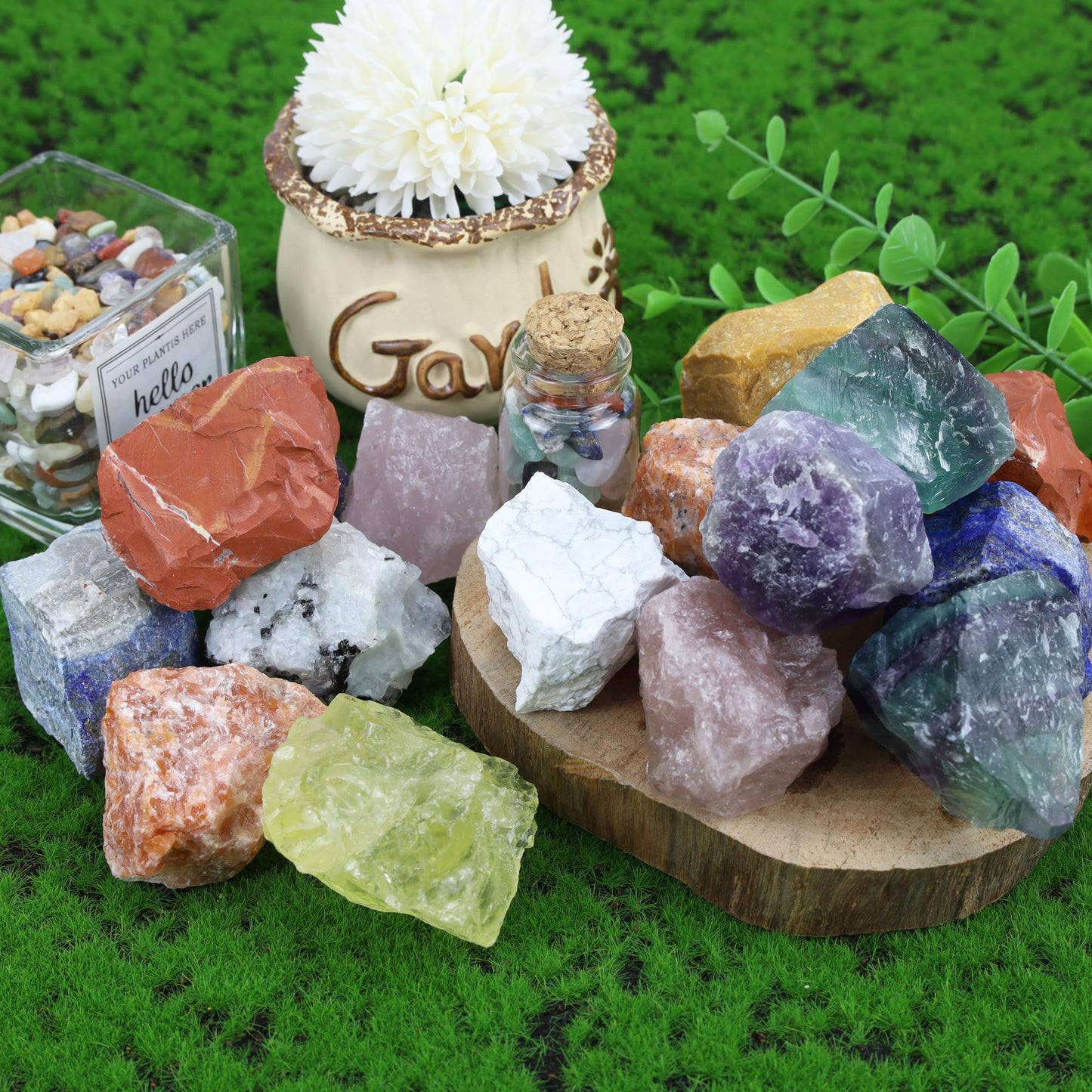 QINJIEJIE Fluorite Crystal 2PCS Raw Crystals 1.8-2.2'' Color Stones Natural Crystals Healing Stones Bulk Large Stones for Tumbling Cabbing Fountain Rocks Polishing Handmade DIY Gifts