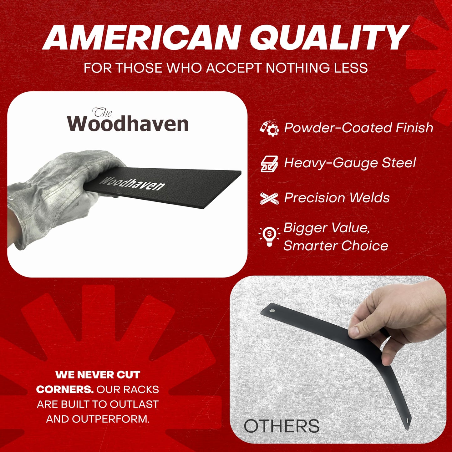 Woodhaven Black 4 Foot - Heavy Duty Made In USA - Indoor Outdoor - 1/4 Cord Firewood Storage Log Rack With Seasoning Cover Combo Set - Metal Log Storage - 48โ x 48โ