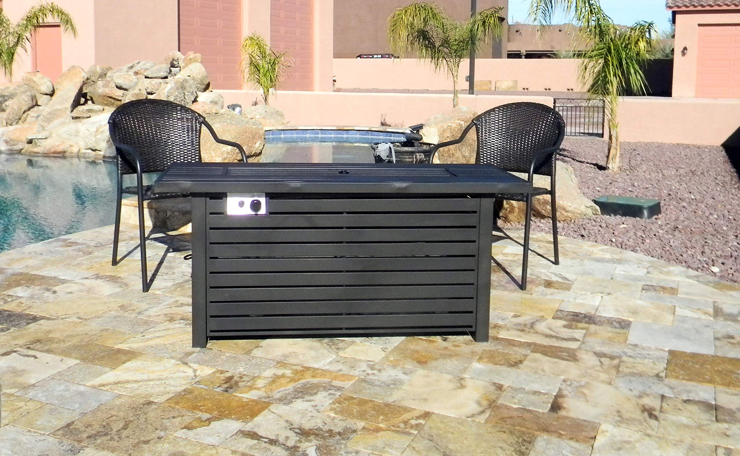 Hiland AFP-RT Propane 50,000 BTU Fire Pit, Retangular, Matte Black