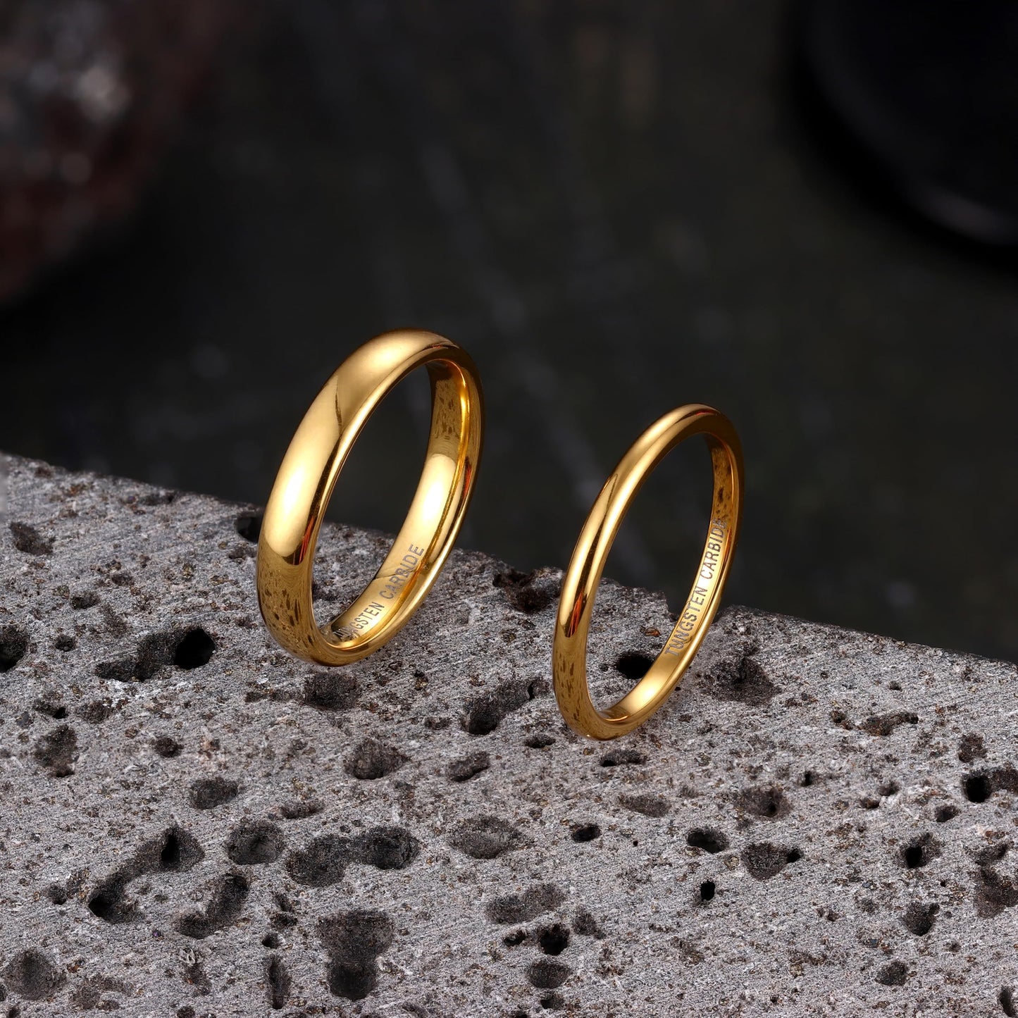 Jstyle 2mm Tungsten Rings for Men Women Hypoallergenic Wedding Band Rings Gold Domed High Polish Comfort Fit Size 11.5 Not Tarnished