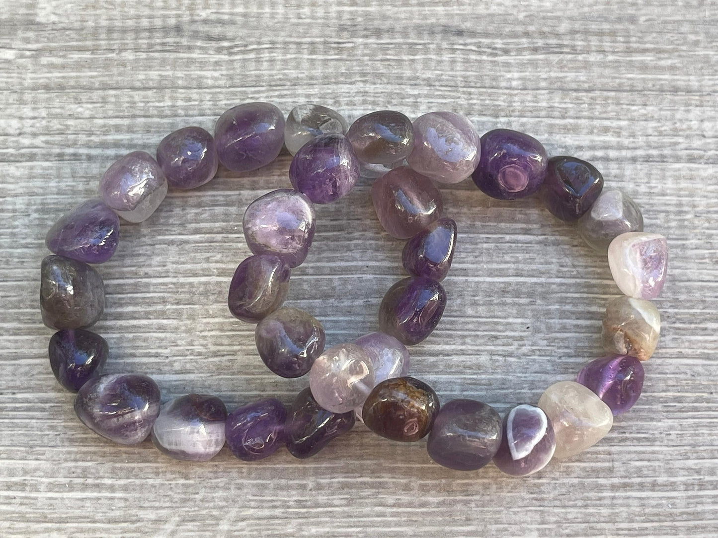 GAF TREASURES Amethyst Chevron Crystal Nugget Bracelet, Genuine Amethyst Chevron Tumbled Gemstone Bracelet, Healing Crystal Bracelet, Gift for Men & Women (1)