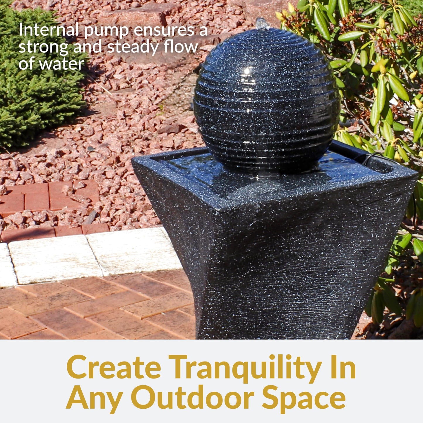 Sunnydaze 32-Inch Outdoor Solar Water Fountain - Backyard Water Fountain with Solar Battery Backup and LED Light for Garden, Patio, Yard or Balcony