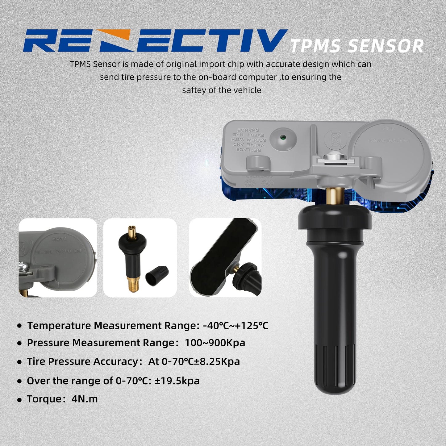 RENECTIV TPMS Sensor 4pcs GM,315Mhz Tire Pressure Monitor Sensors Compatible with GM Chevy Buick GMC Pontiac Hummer Saturn Pontiac Replace OE#13581558 13586335 13598771 13598772