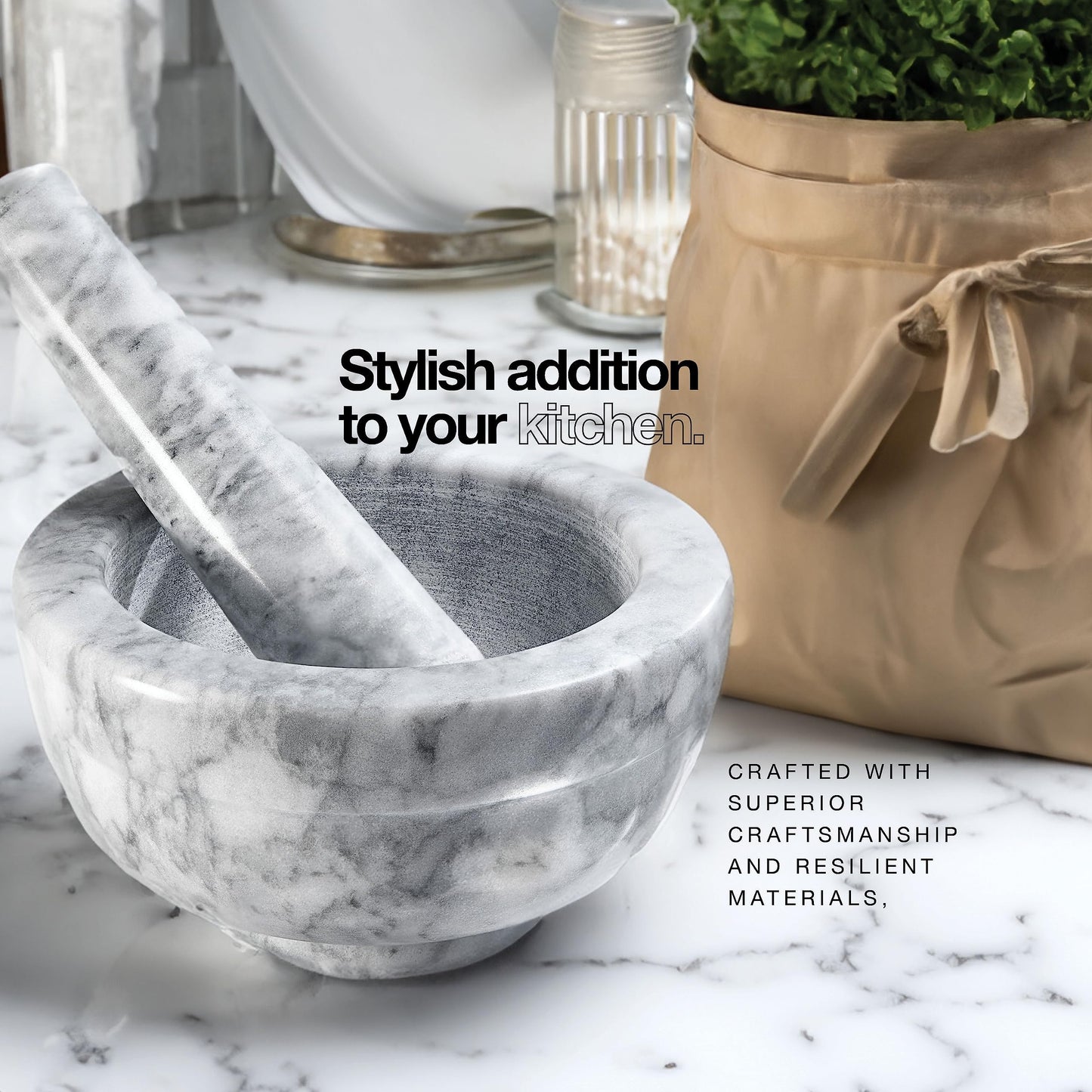 Sagler Mortar and Pestle Set - Small Grinding Bowl Container for Guacamole, Spices, Salsa, Pesto, Herbs - Best Mortar and Pestle Spice and Pills Crusher Set, Holds Up to 3 Oz (4.5 x 2 Inch)