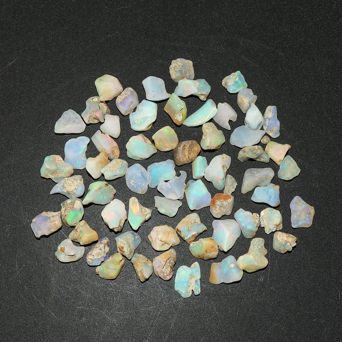 CRYSTALINES 50cts, Wholesale Natural Raw Ethiopian Opal Gemstone, Untreated Polished Rough Stone, Bulk Loose Supplies for Jewelry Making, Healing Crystals, Birthstone, Gem Collection, 26-28pcs