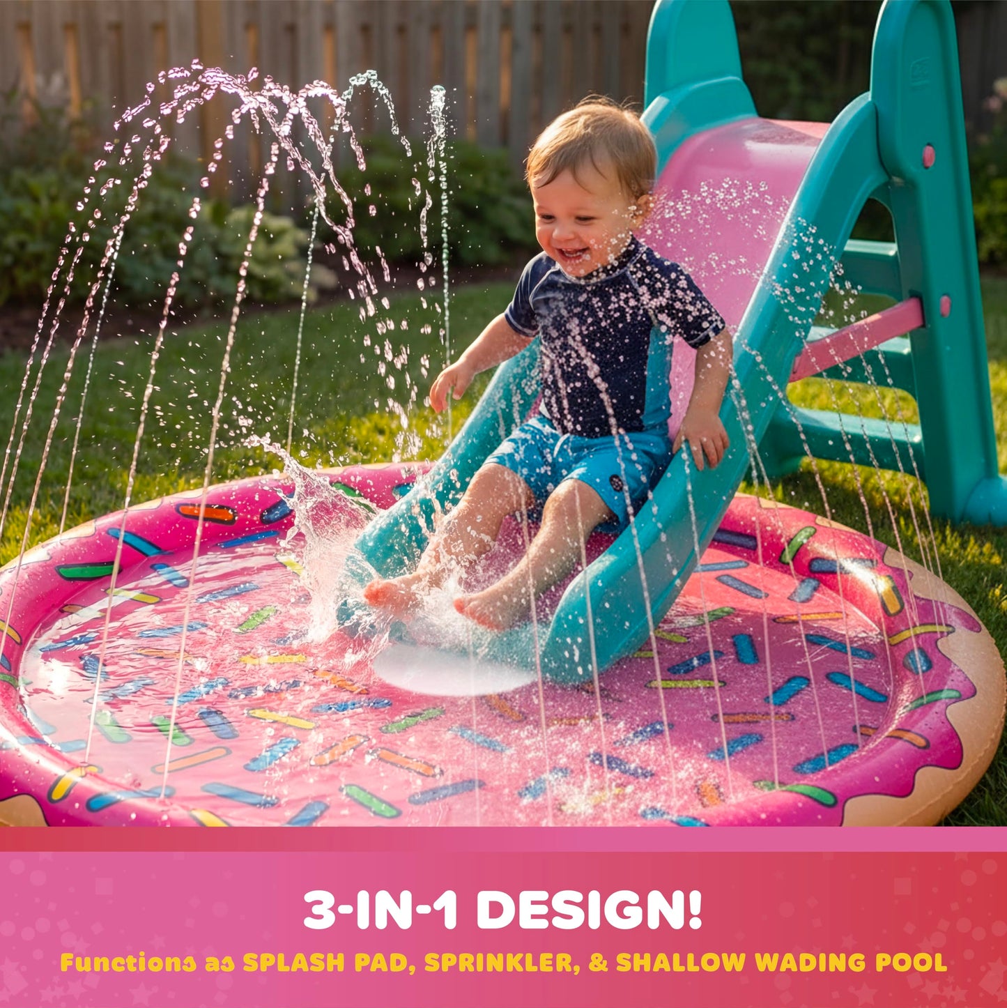 Playland Non-Slip Splash Pad Water Toy for Kids – Fun & Entertaining Toddler Outdoor Toys, Durable Easy-Setup Water Mat, Multi-Purpose Dog Splash Pad & Outdoor Toys for Toddlers 1-3