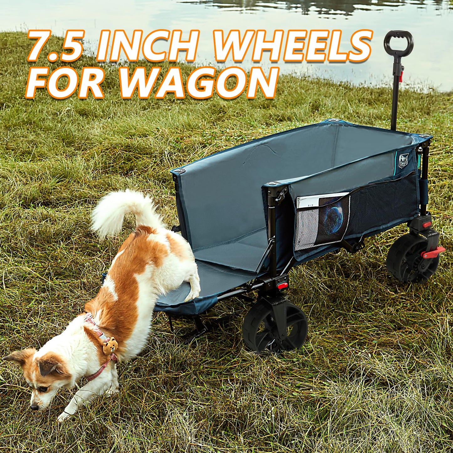 TIMBER RIDGE Wagon Replacement Rubber Wheel, Wheels for Utility Folding Beach Wagon Cart, 7.5" Diameter X 3.4" Wide(2 PCS)