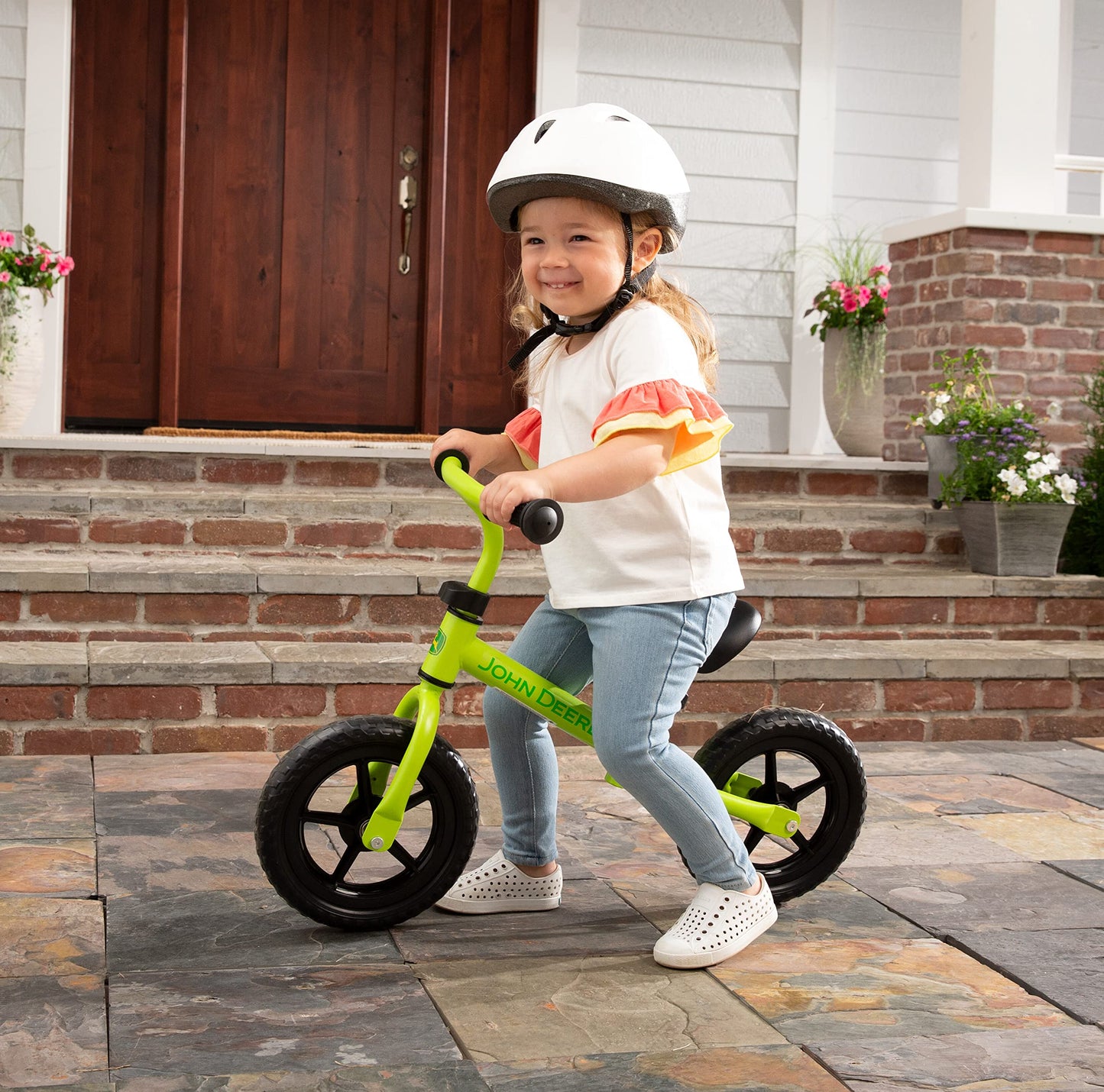 TOMY John Deere Toddler Balance Bike – 10" Girls' and Boys' Bike — Sturdy and Lightweight Kid's Bike - Toddler Bike with Adjustable Handle Bars and Seat - Green - Ages 2 Years and Up