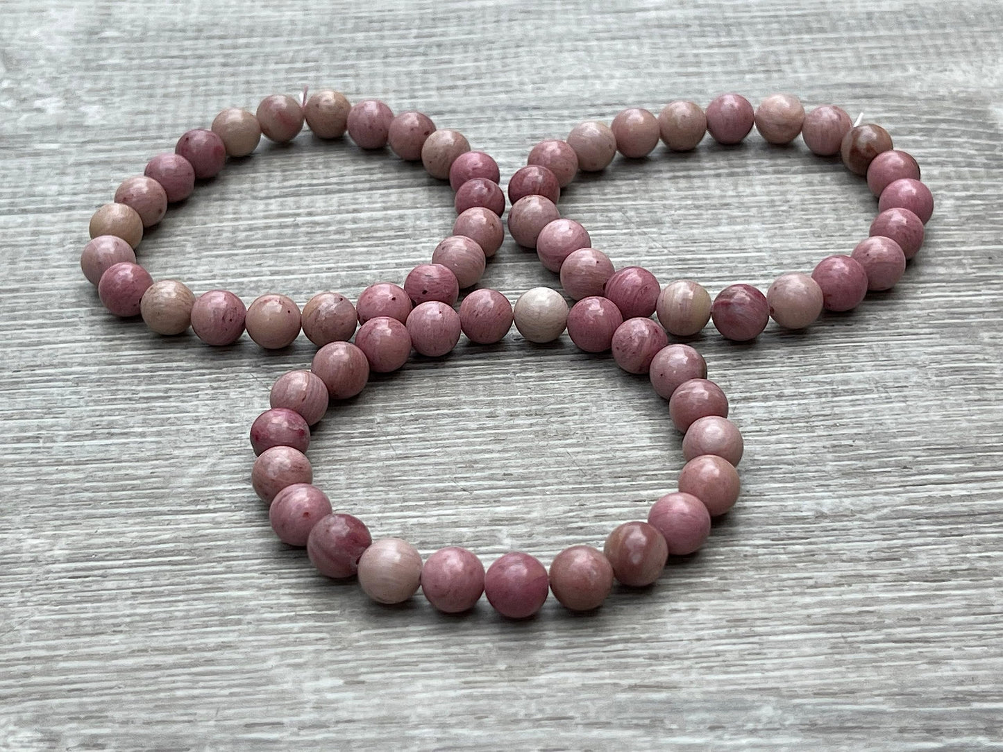 GAF TREASURES Rhodonite Crystal Bead Bracelet 8mm, Genuine Rhodonite Stretch Gemstone Bracelet, Healing Crystal Bracelet, Gift for Men & Women (1)