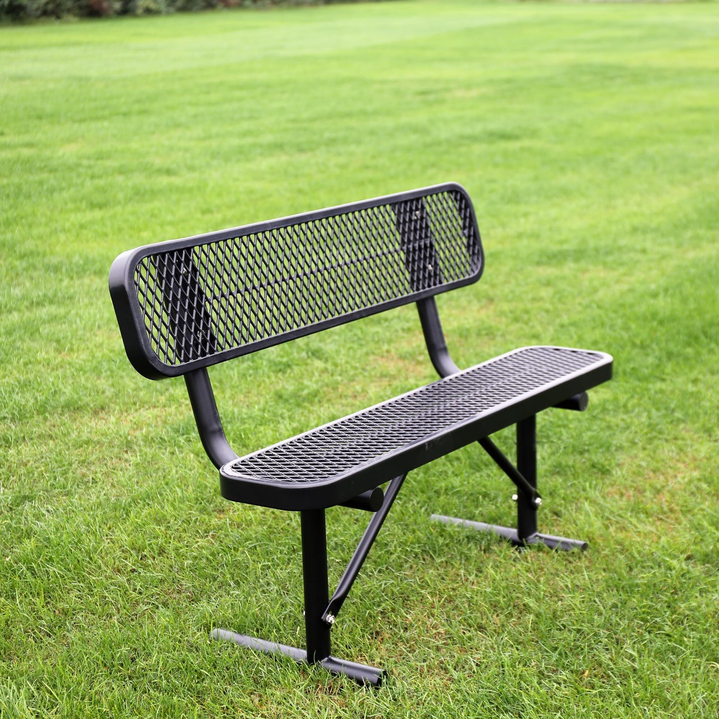 Choosilay 4/6/8 Feet Park Bench for Outside Heavy Duty Metal, Garden Benches Outdoor Bench with Backrest & Portable Frame, for Shopping Malls Stores Parks Patios Decks, Black