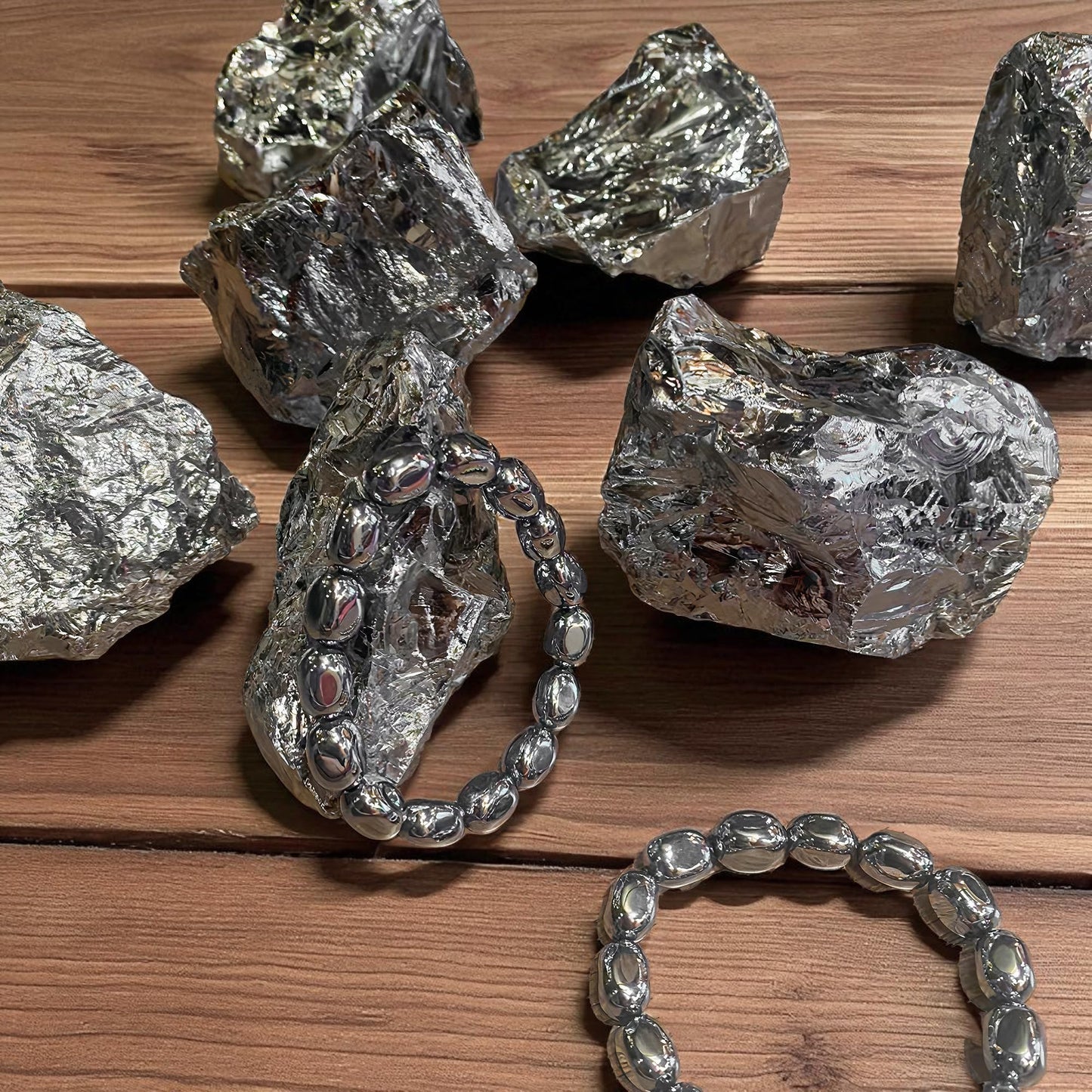 100g (1-3 Stones) Terahertz Raw Stone Bulk Gemstones Crystals – Natural Irregular Rough Quartz Minerals, Lot Healing Stones, Collections Origin Crystal Home Decor Gift, Metallic Gray, Approx 40–50mm