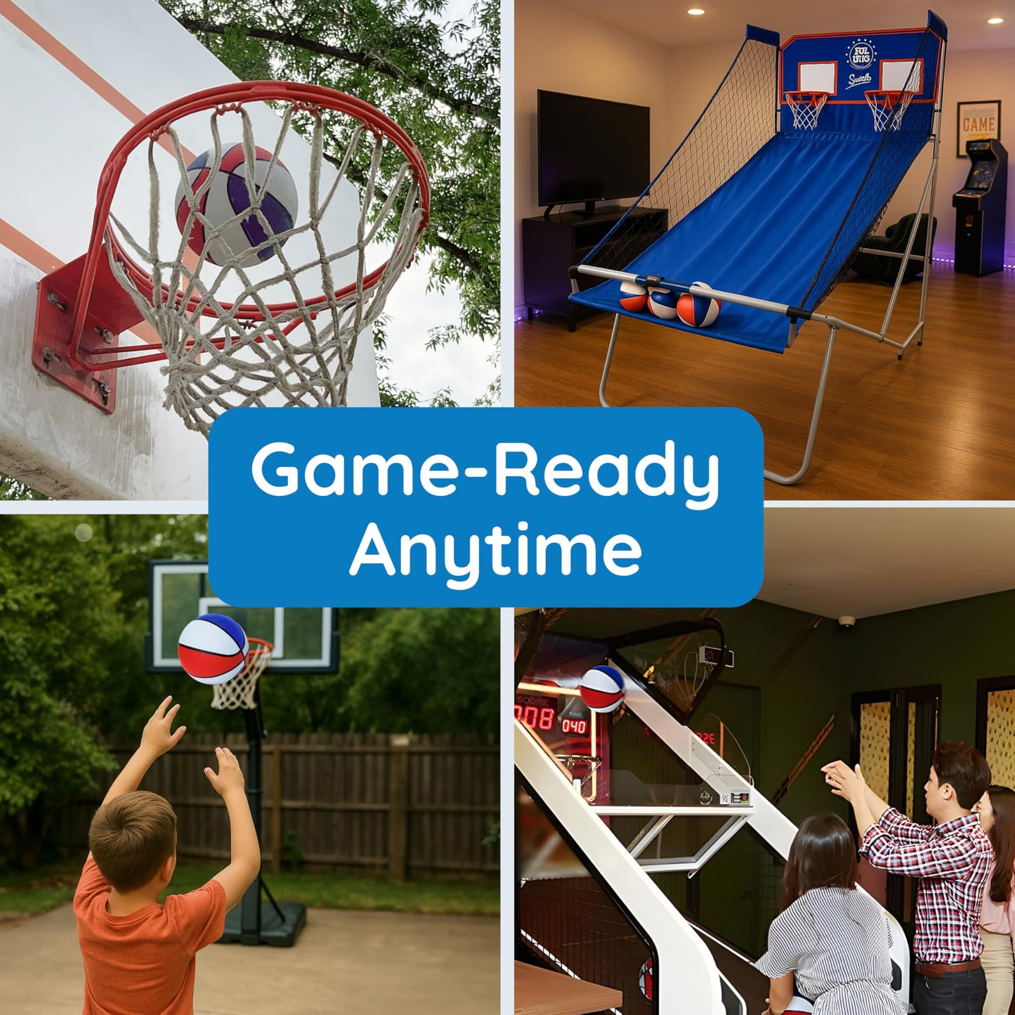 Botabee Indoor Basketball - Mini Basketball Set of 5 - Durable, Anti-Slip Grip 7" Mini Basket Balls for Indoor, Outdoor Play - Inflatable Toys for Pop Arcade - Soft, Bouncy Sports Rubber Playing Ball
