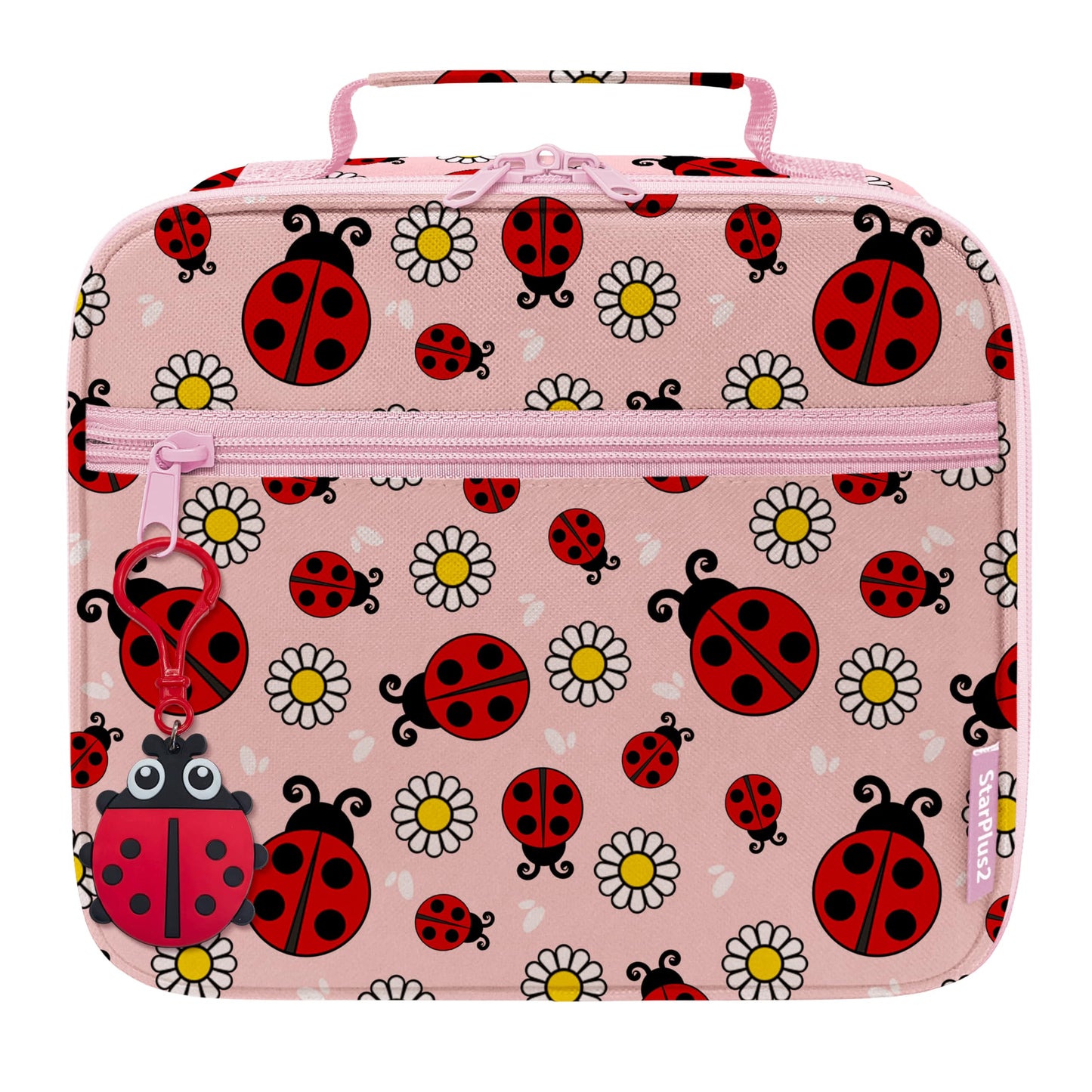 StarPlus2 Medium Travel Pill Bottle Organizer, Child Medicine Bag with Zipper Toy, Carrier for Kids Medications and Medical Supplies - Lady Bugs