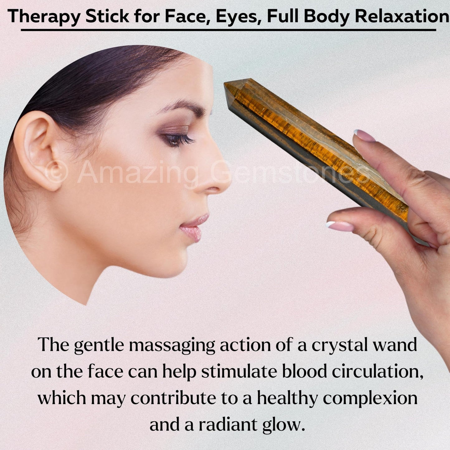 Amazing Gemstone Tiger Eye Crystal Wand Massage Stick - Pelvic Wand Gua Sha for Adults - Crystals and Healing Stones Massage Wands for Adults Gifts (Pointed)