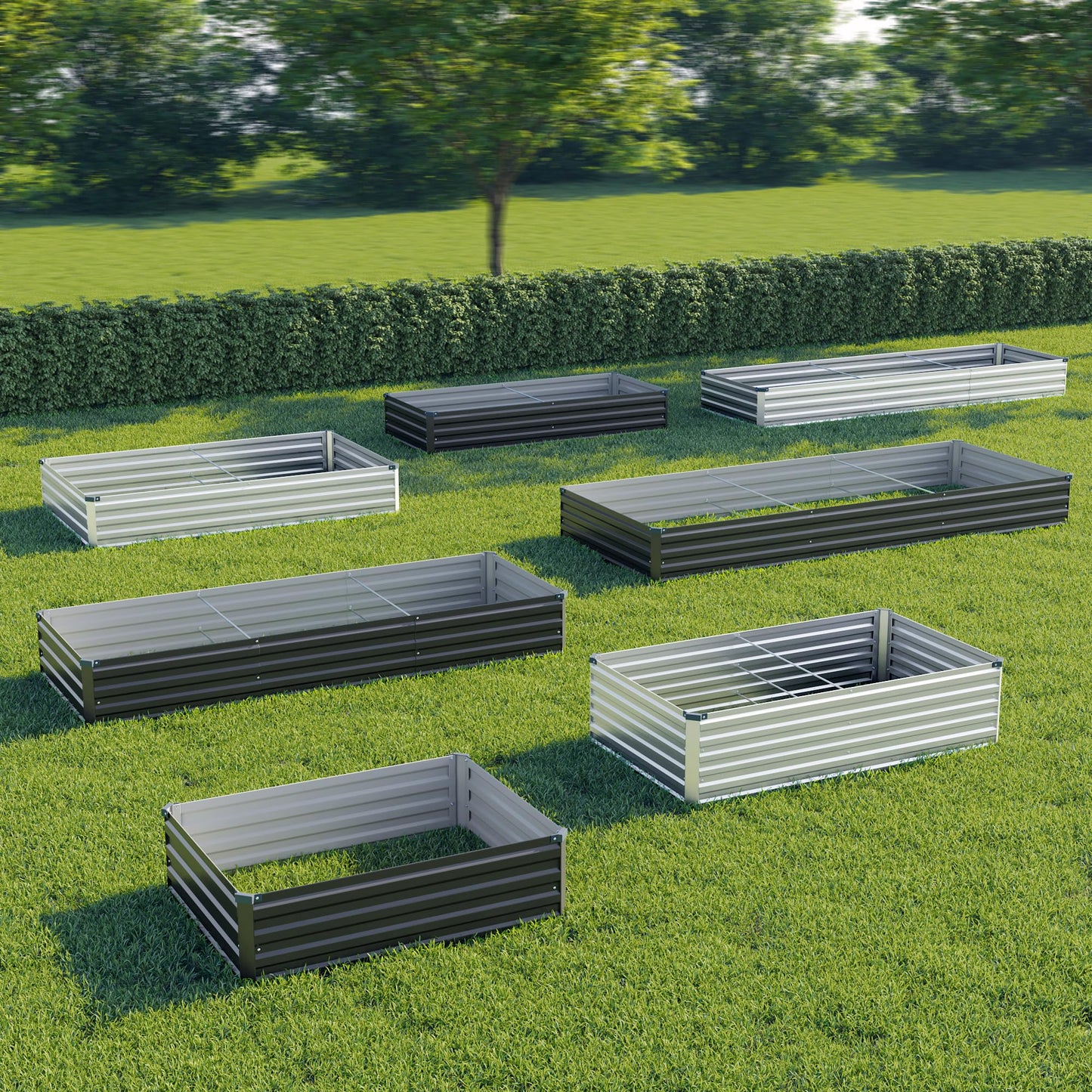 zunatu 12x2x1 ft(2 Pack) Galvanized Raised Garden Bed,Outdoor Planter Box Metal Patio Kit Planting Bed for Vegetables Flowers and Succulents,Black