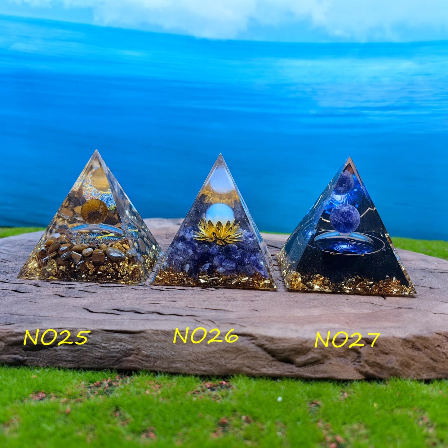 Healing Crystals Orgone Pyramid for Positive Energy, Stress Reduction, and Attracting Wealth and Luck Reduce Stress and Promote Healing with this Crystal Pyramid Home Decor (NO20,6cm)