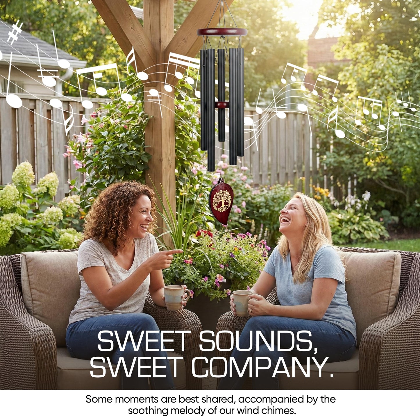 Obitelj Love 36" Memorial Wind Chimes for Outside, Double Sided Engraving Pendant, Deep Tone 6 Aluminum Tubes & Pine Wood, Sympathy Gift for Loss, Includes Acrylic Heart Plaque & a Letter from Heaven