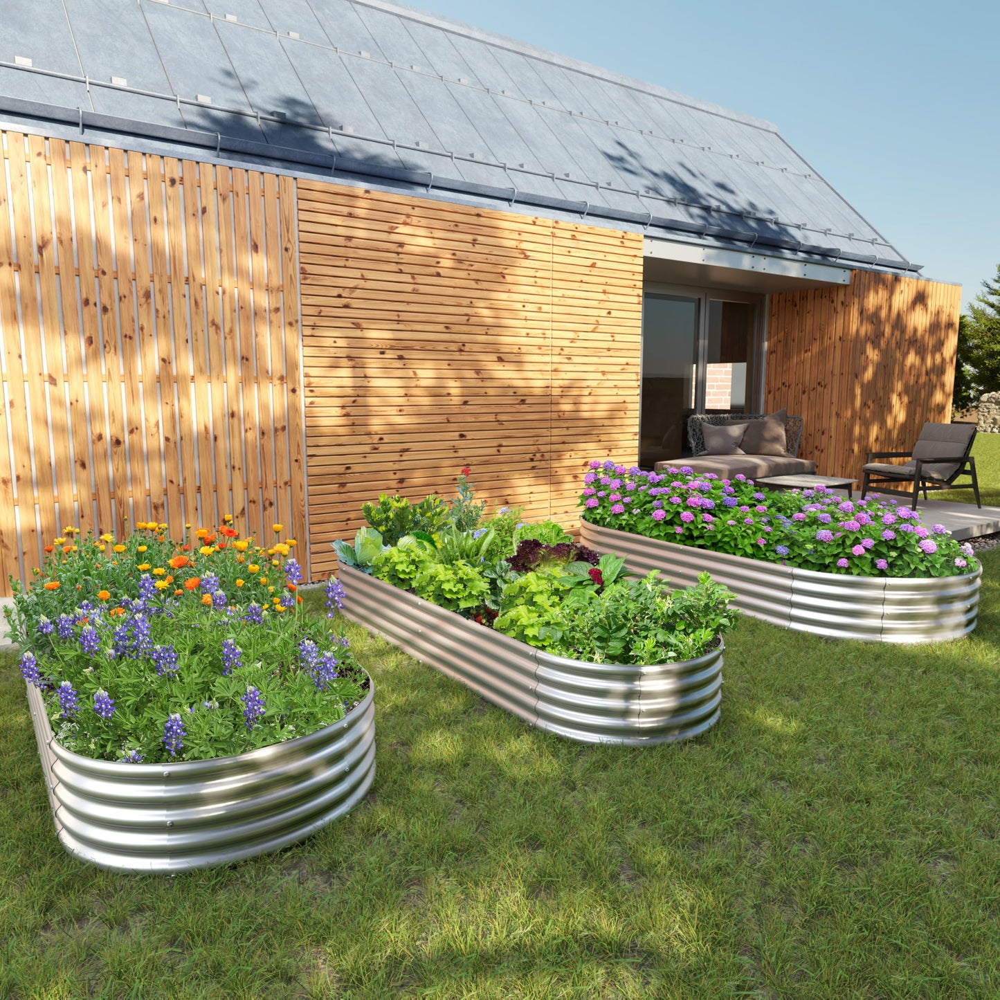 Easllre 2PCS 6x3x1ft Galvanized Metal Raised Garden Bed Kit,Outdoor Planter Box Vegetables,Flowers,Herbs Durable Rust-Resistant Patio Gardening Beds