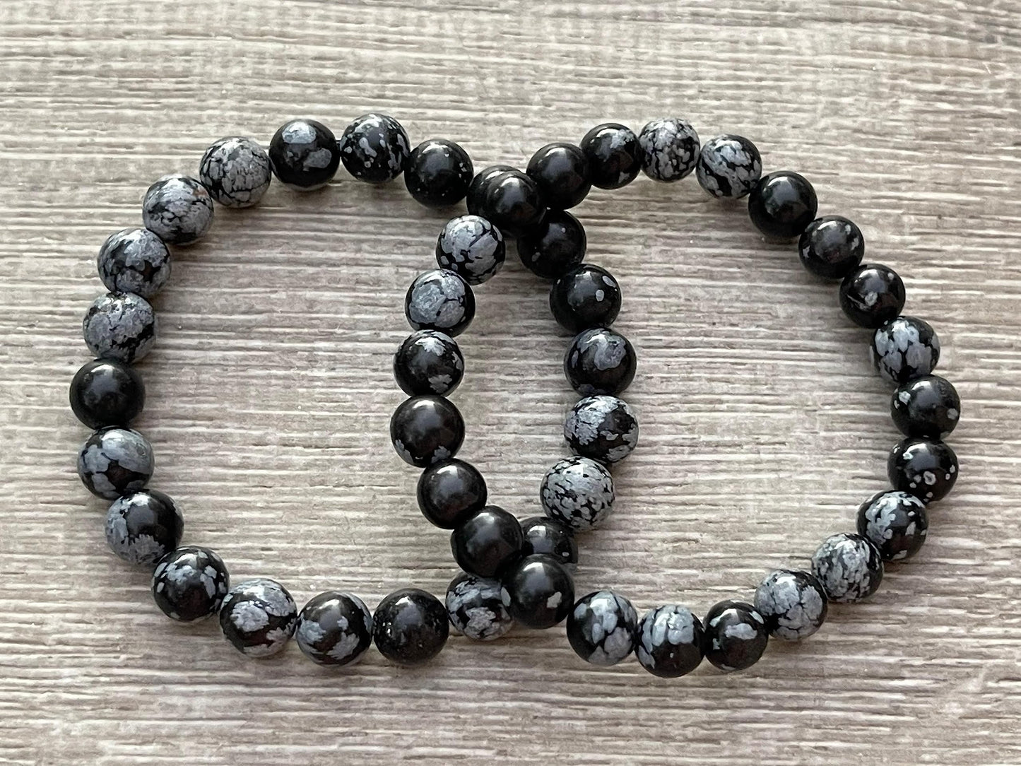GAF TREASURES Snowflake Obsidian Crystal Bead Bracelet 8mm, Genuine Snowflake Obsidian Stretch Gemstone Bracelet, Healing Crystal Bracelet, Gift for Men & Women (1)