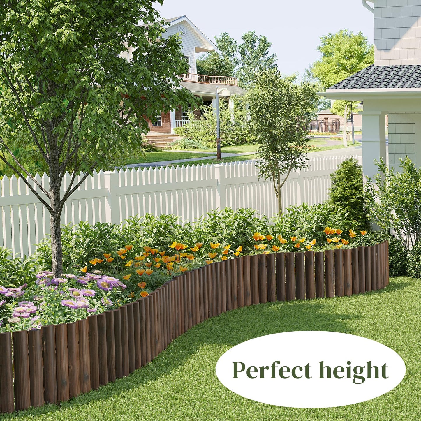 Garden Border Edging Landscape Edging Border Garden Edging Wooden Landscape Edging Wood Fence Decorative Garden Edging Lawn Edging Fence Flexible Garden Edging-15.7" H x 47.2" L (1PACK)
